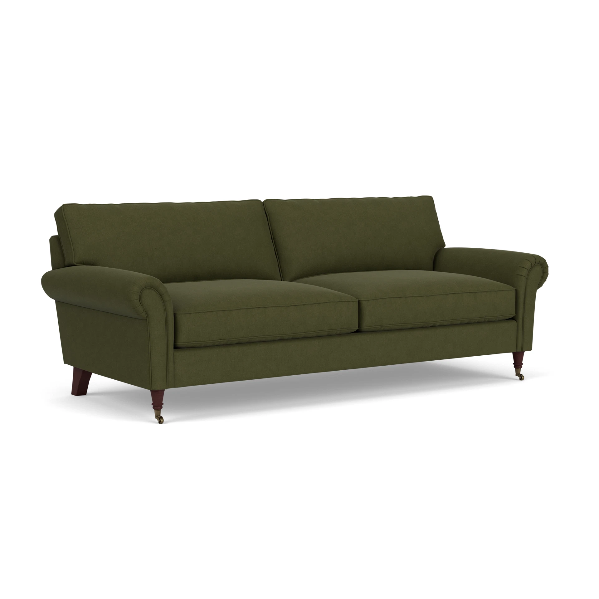 Osbourne 4 Seater Sofa in House Linen Mix - Forest Green with Light legs