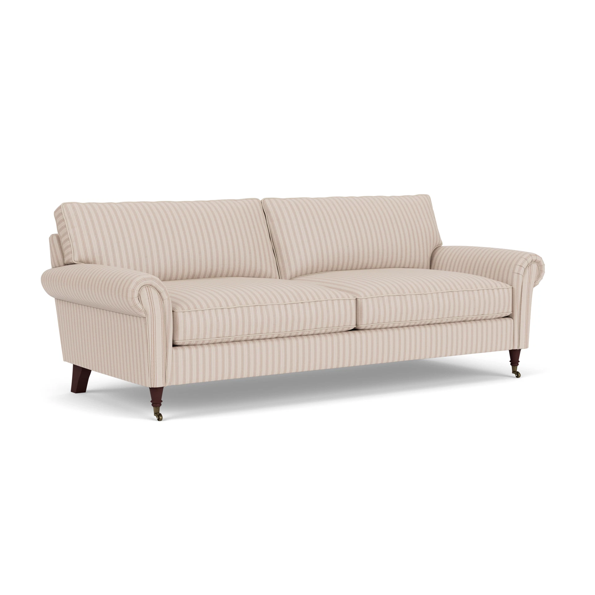 Osbourne 4 Seater Sofa in Kingham Stripe - Flax with Light legs