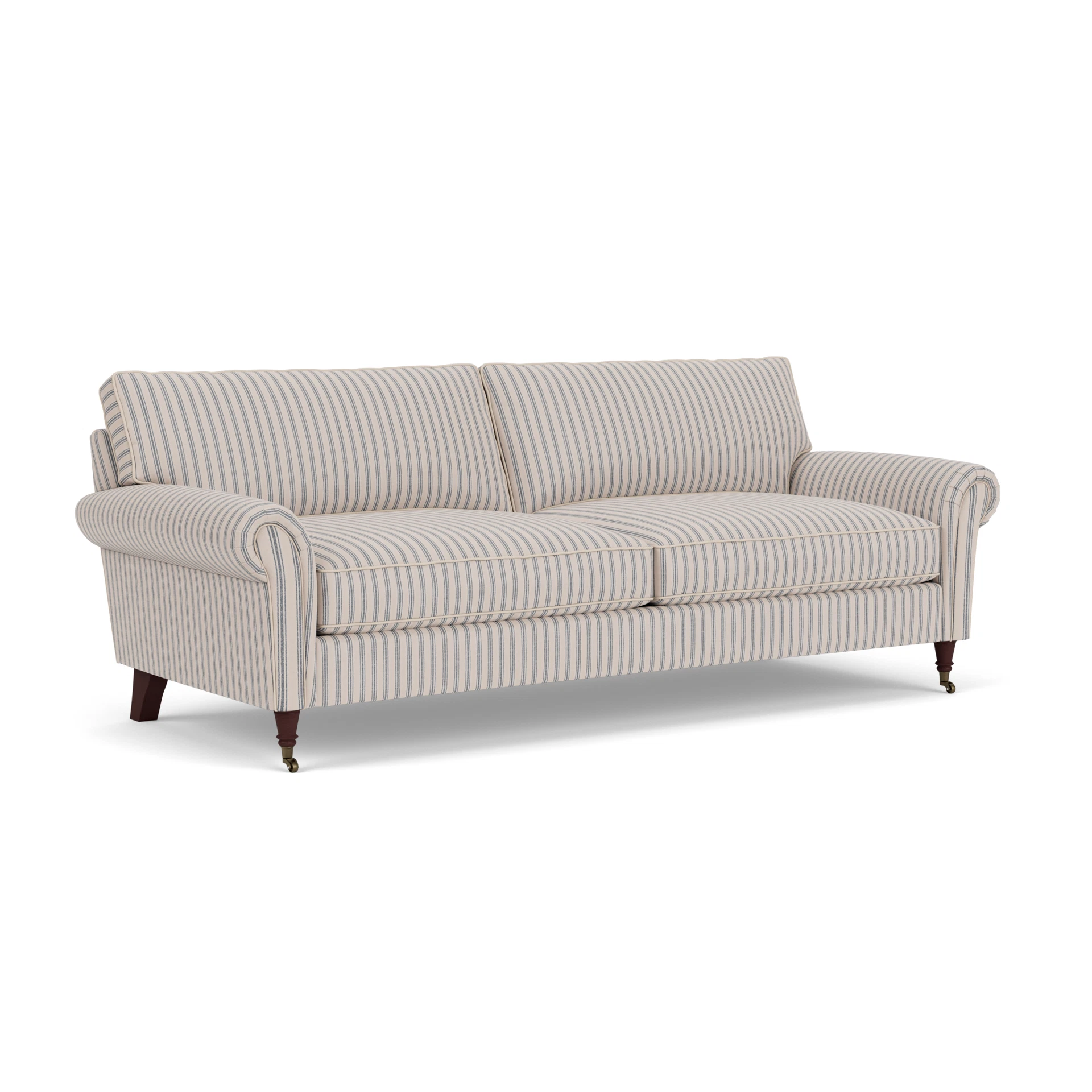 Osbourne 4 Seater Sofa in Kingham Stripe - Indigo with Light legs