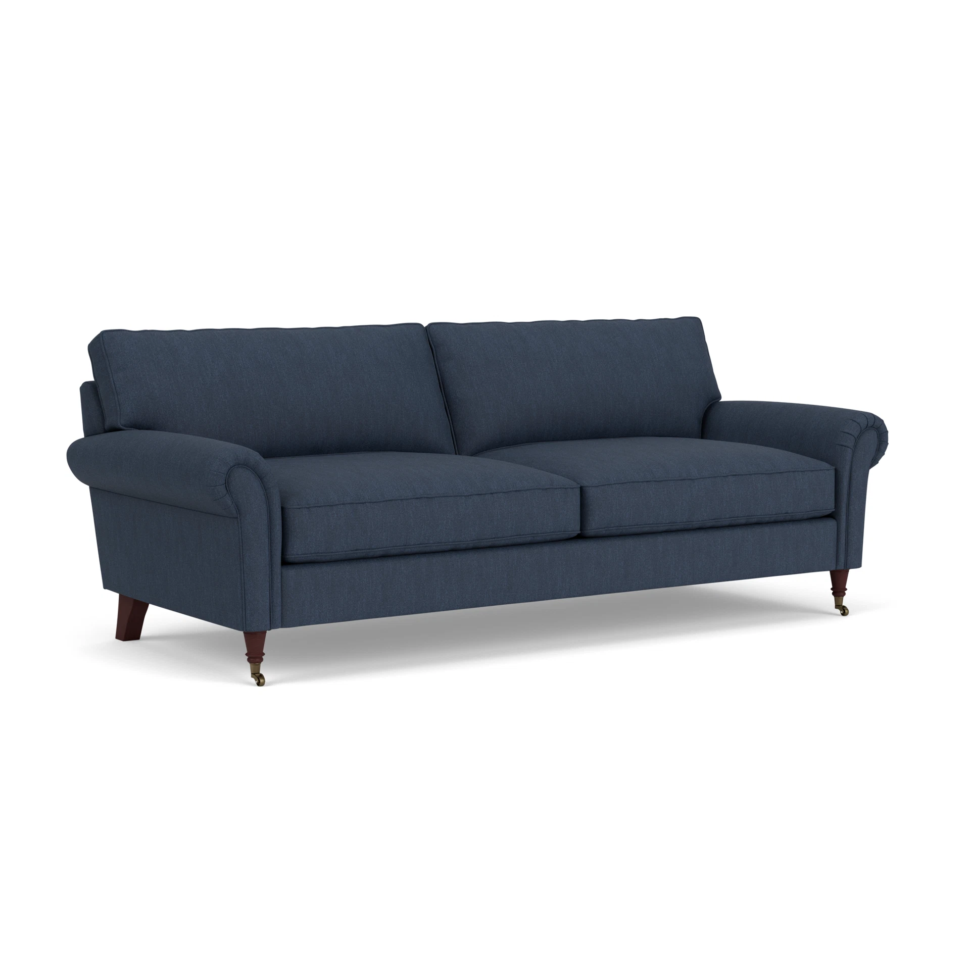 Osbourne 4 Seater Sofa in Luxury Italian Linen - Indigo with Light legs