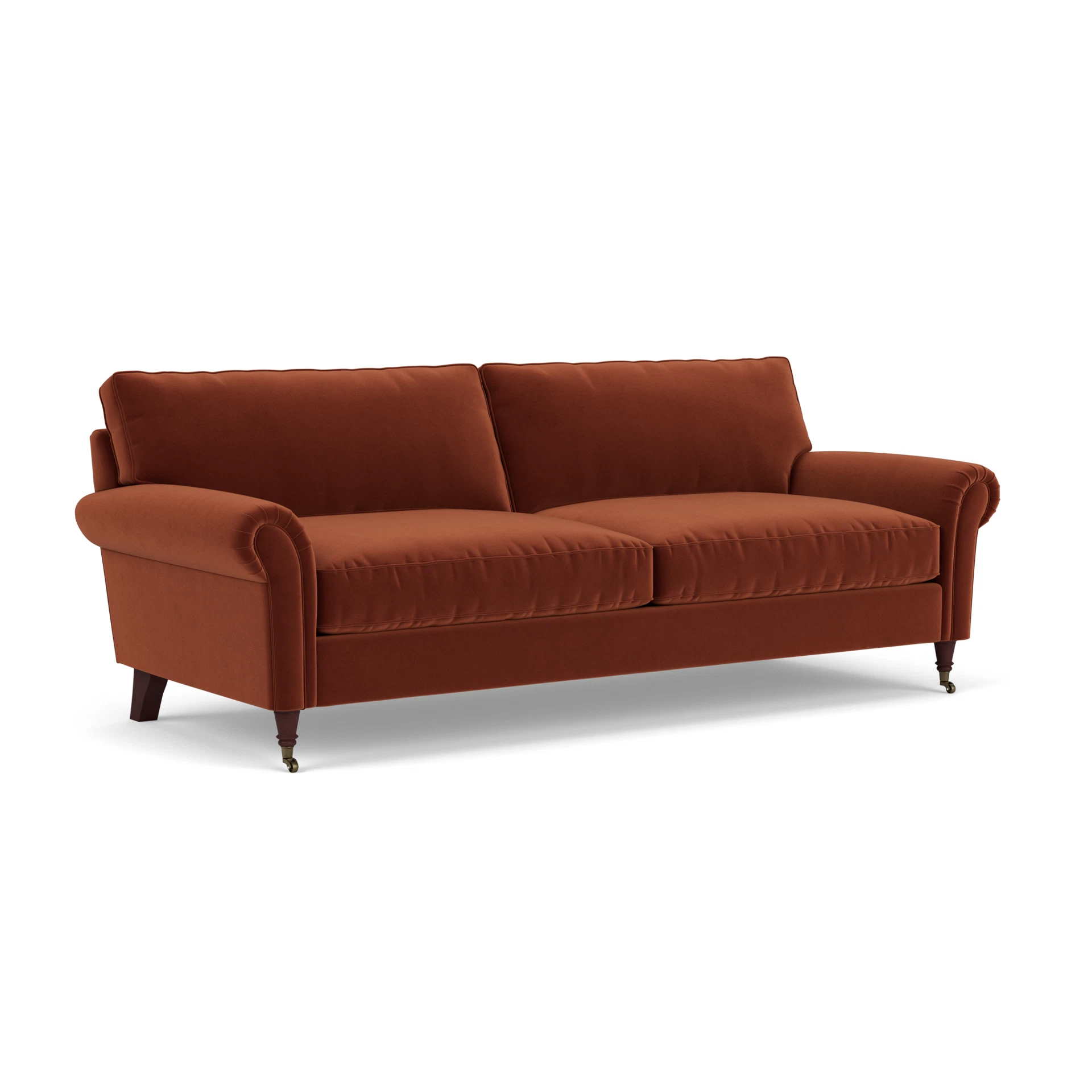 Osbourne 4 Seater Sofa in Matt Velvet - Brick with Light legs