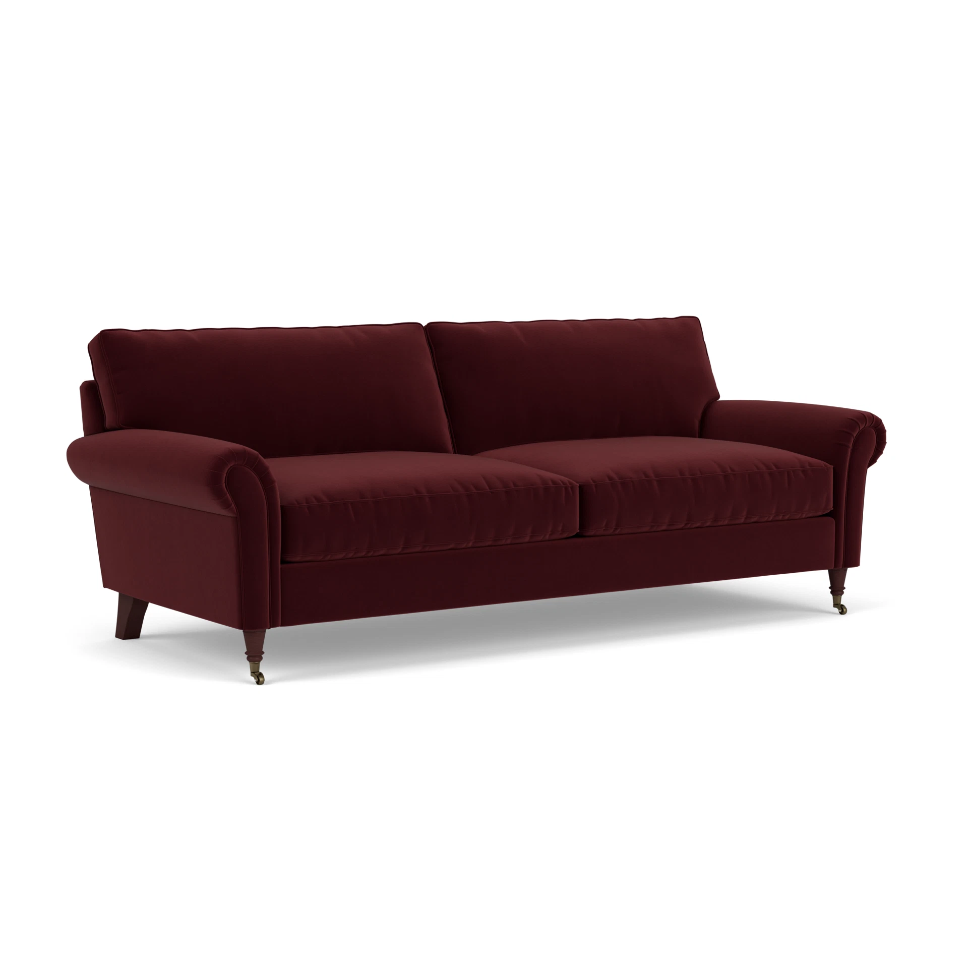 Osbourne 4 Seater Sofa in Matt Velvet - Dark Rosehip with Light legs