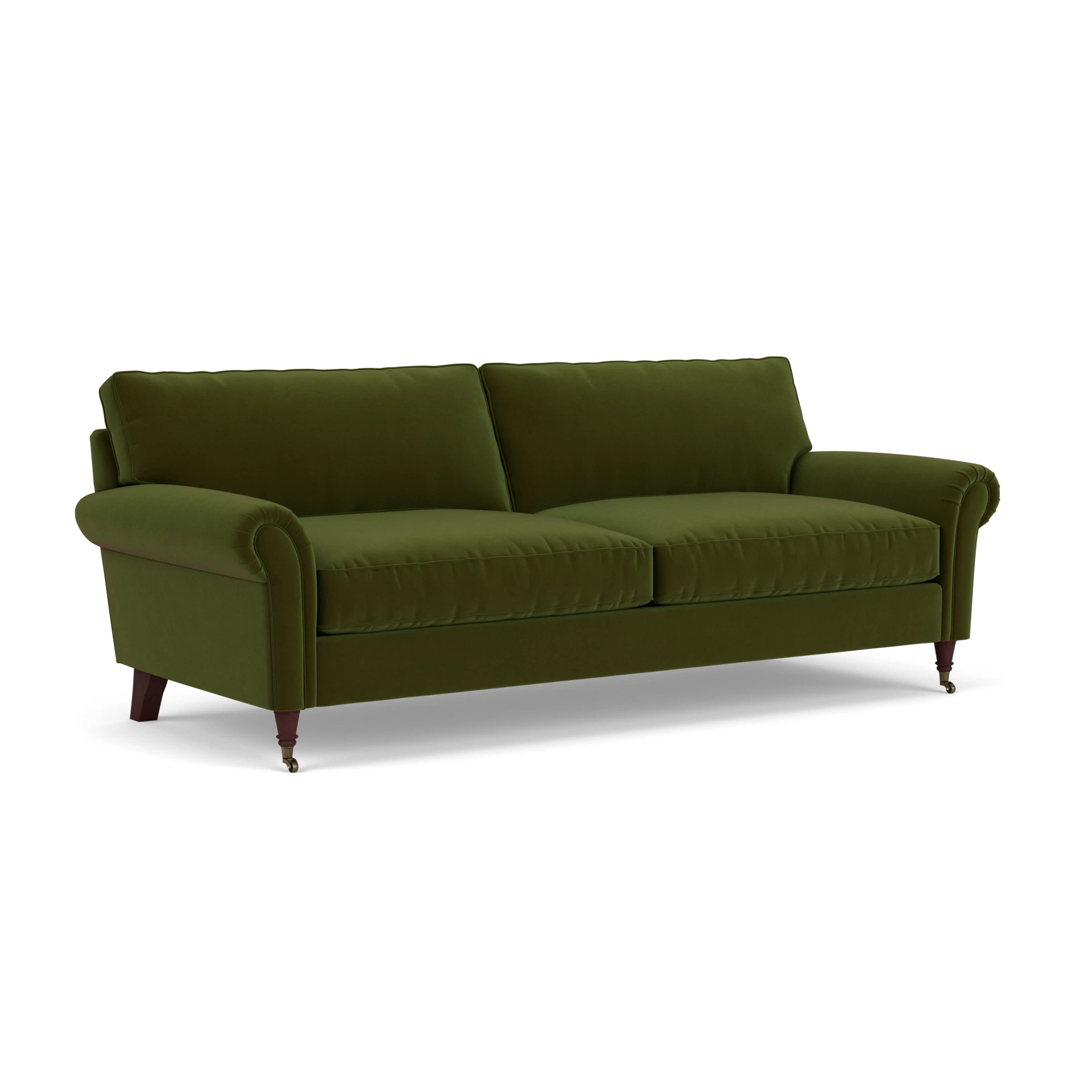 Osbourne 4 Seater Sofa in Matt Velvet - Forest Green with Light legs