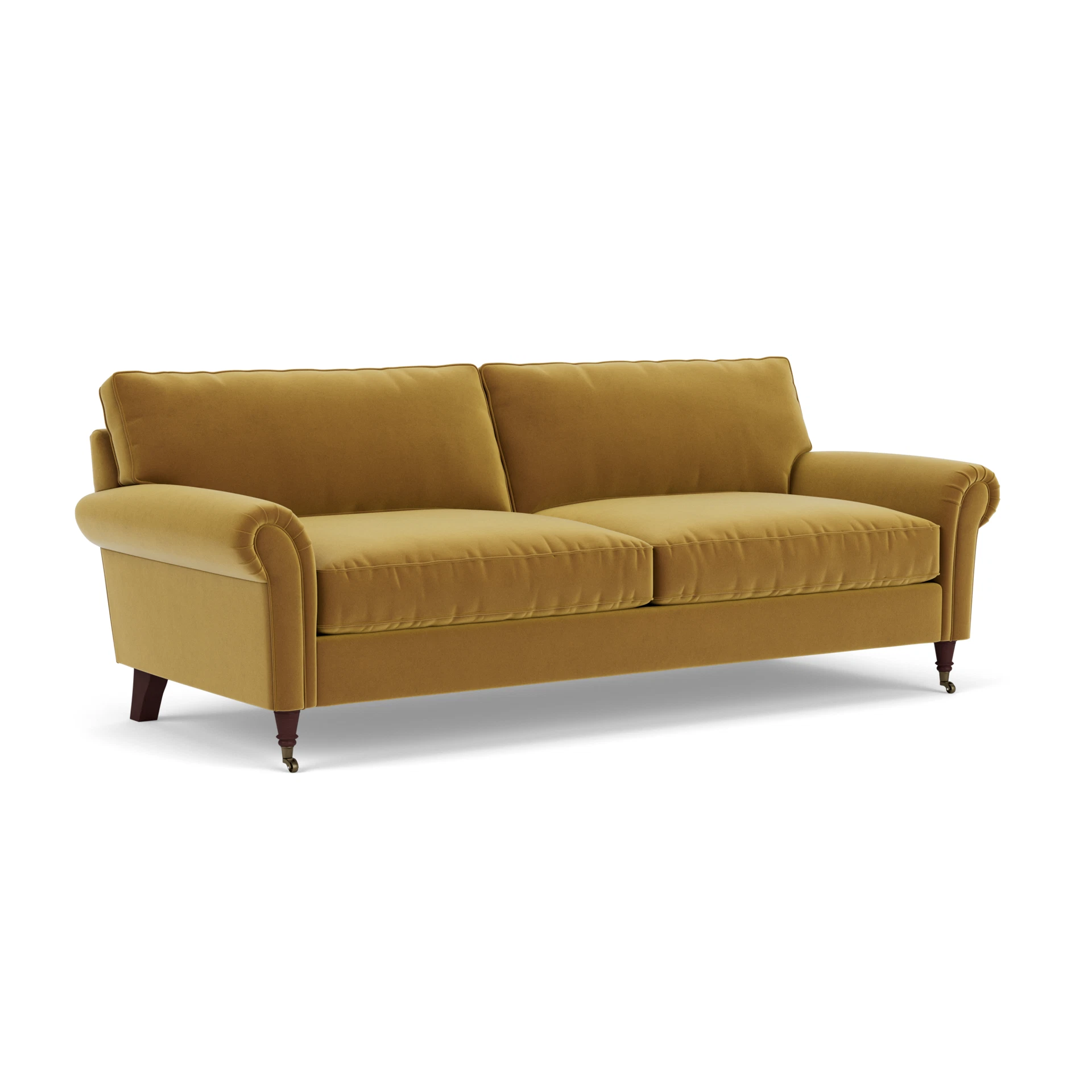 Osbourne 4 Seater Sofa in Matt Velvet - Mustard with Light legs
