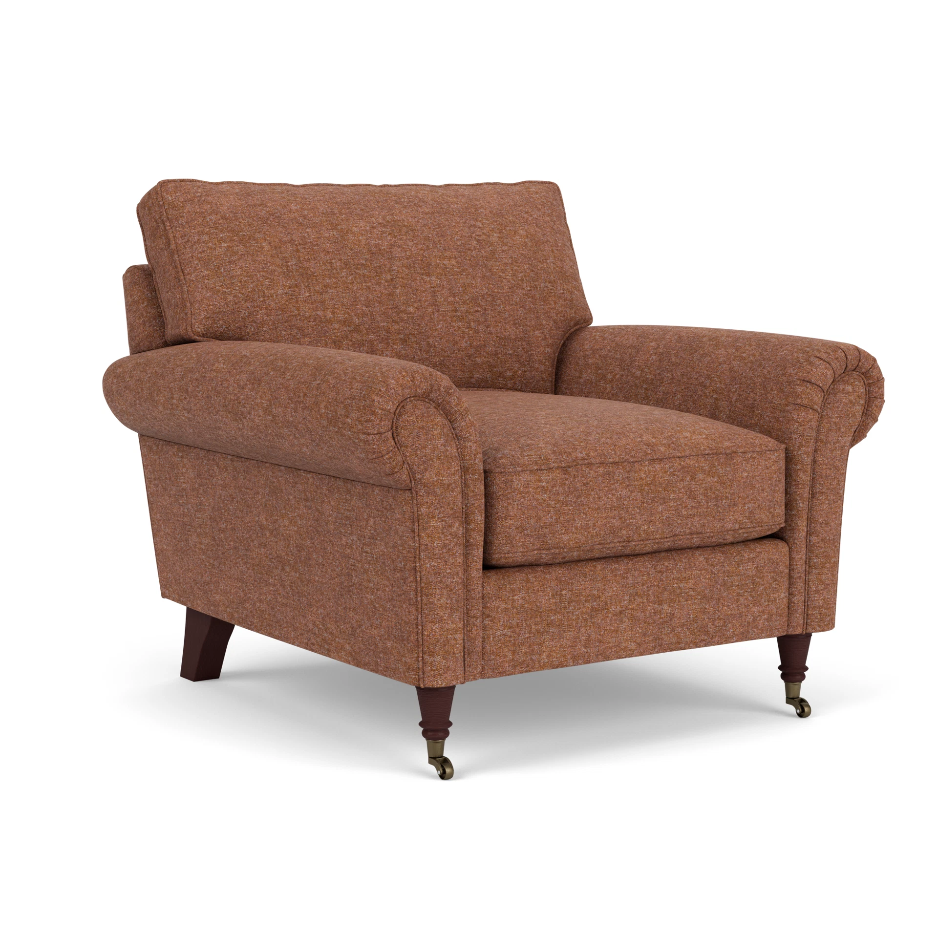 Osbourne Armchair in Aquaclean Oxford - Brick Marl with Light legs
