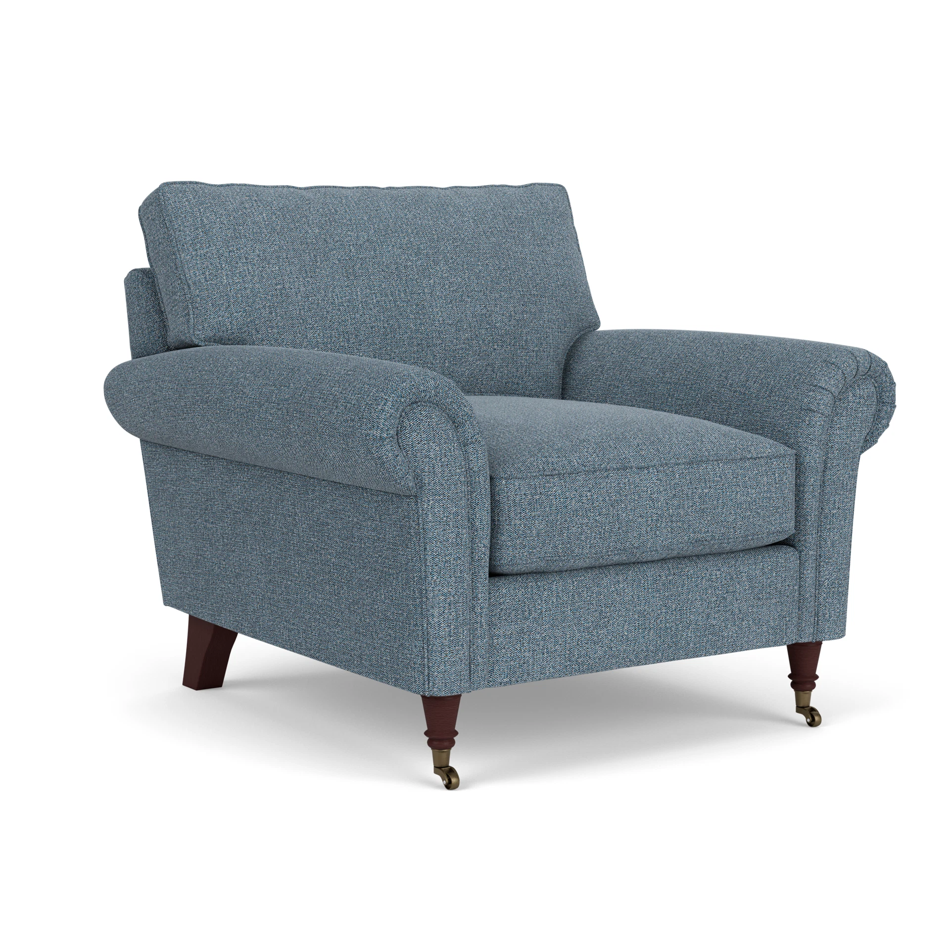 Osbourne Armchair in Aquaclean Oxford - Mid Blue with Light legs