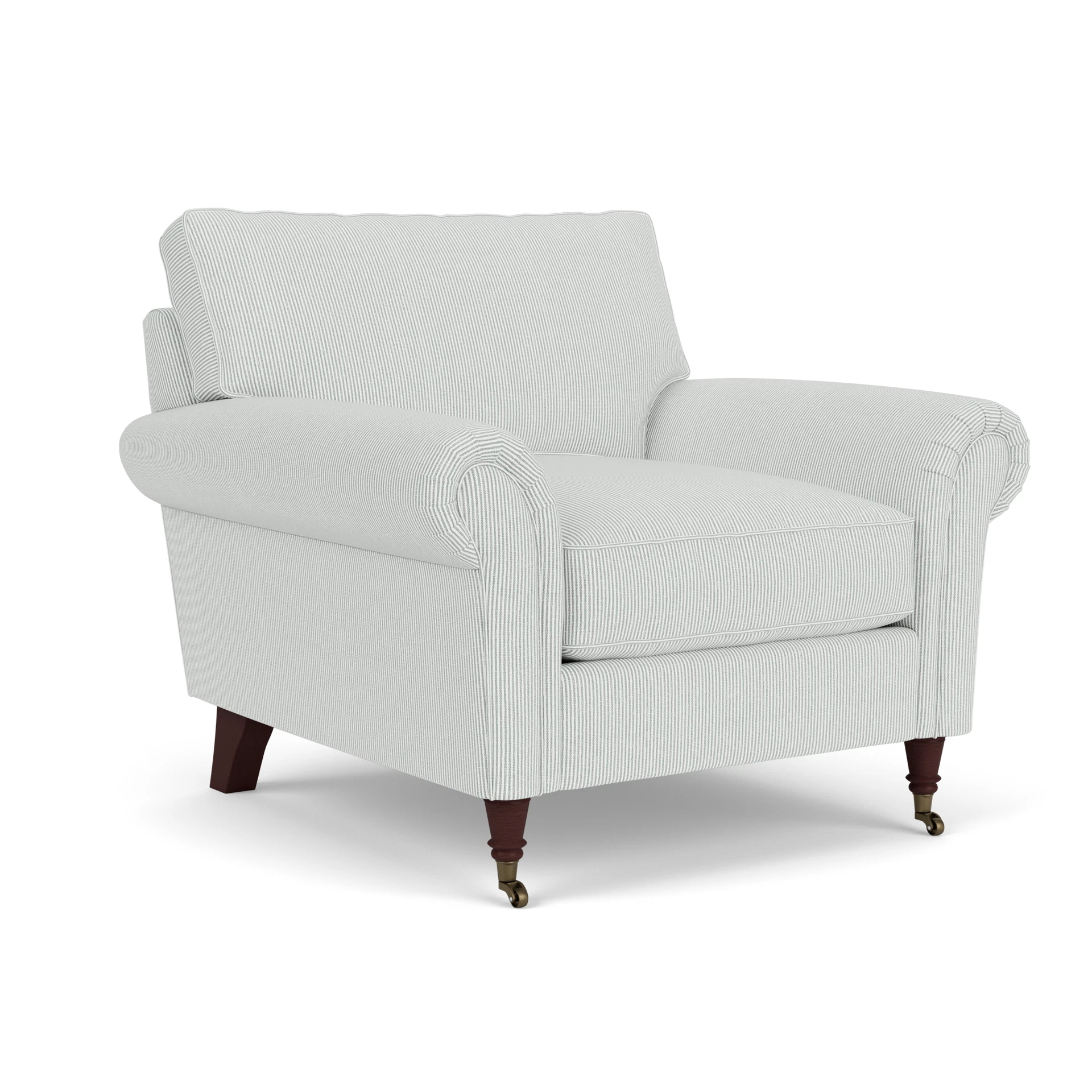 Osbourne Armchair in Broadway Stripe - Duck Egg with Light legs