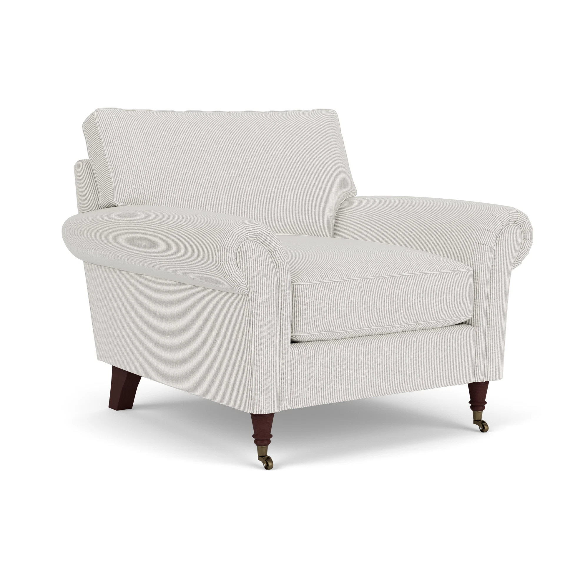 Osbourne Armchair in Broadway Stripe - Grey with Light legs
