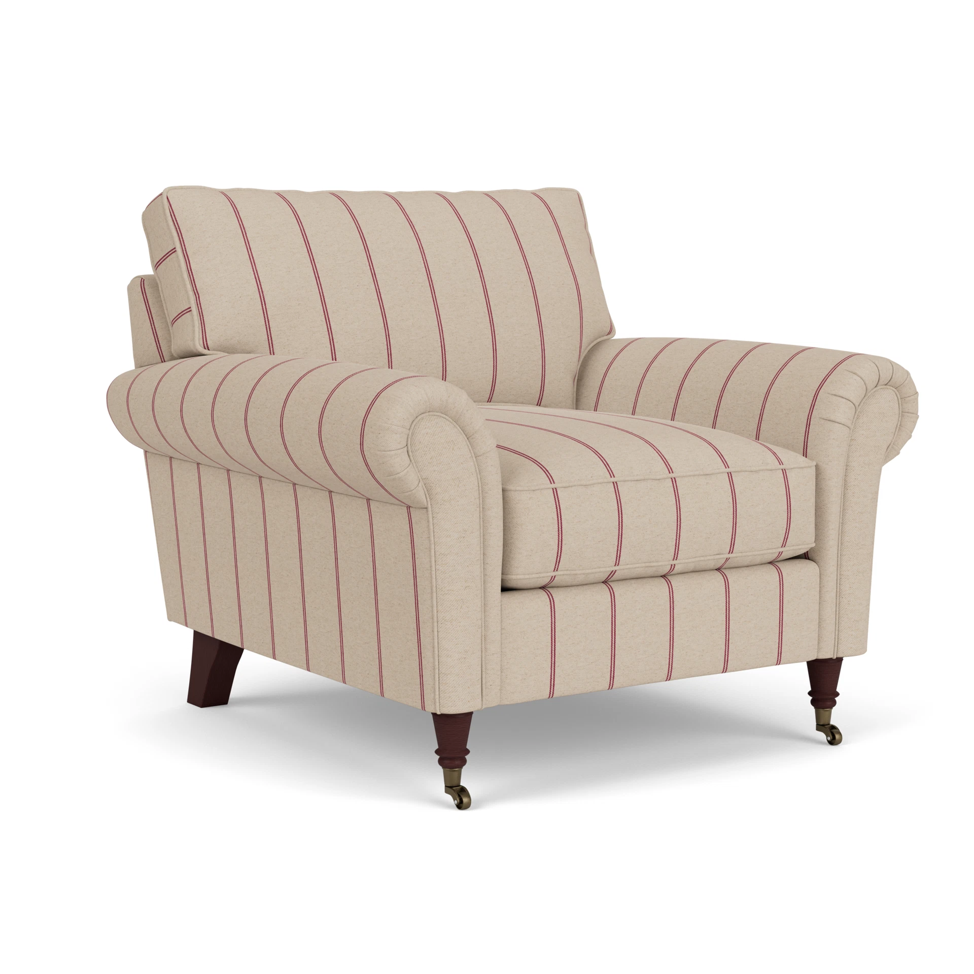 Osbourne Armchair in Compton Stripe - Raspberry with Light legs