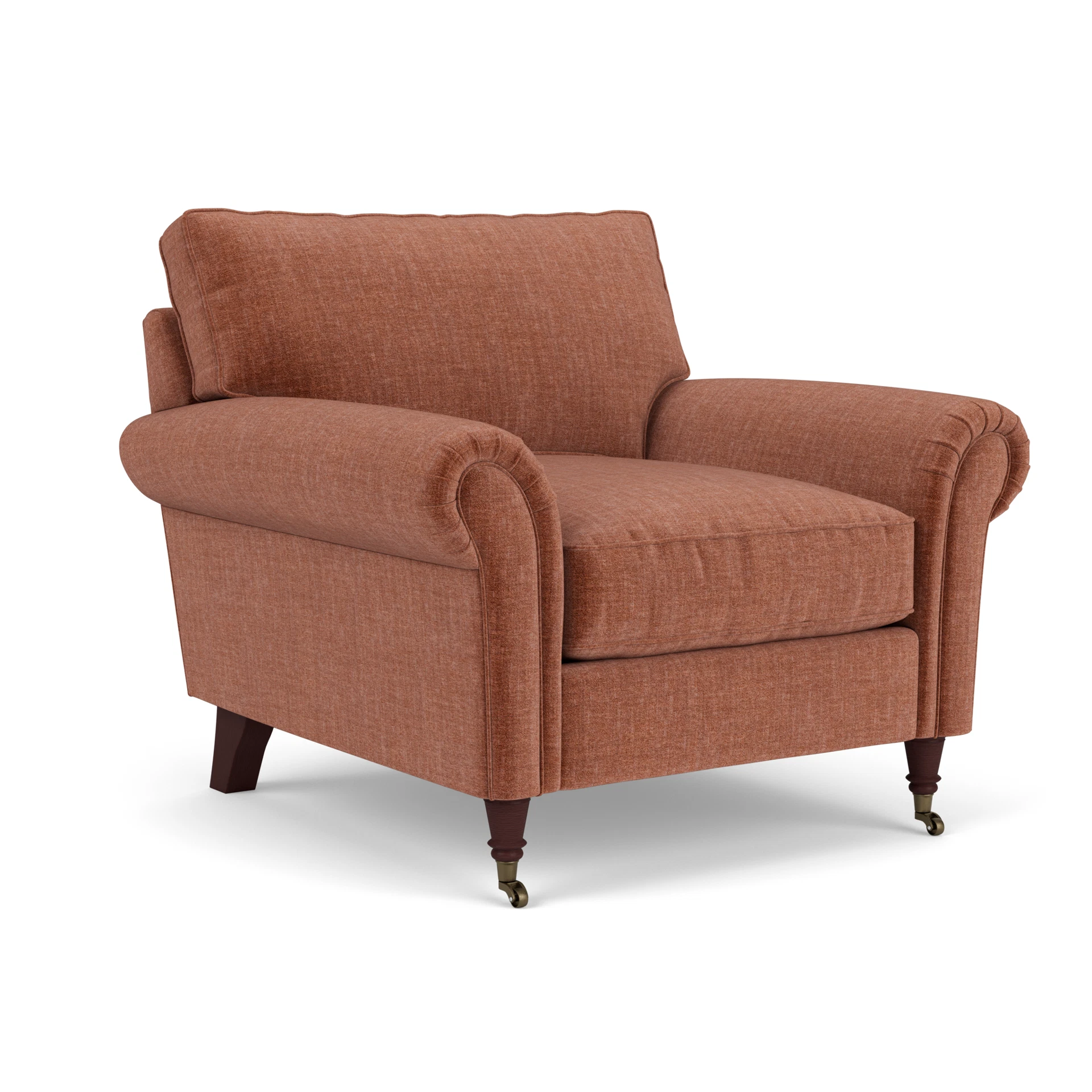 Osbourne Armchair in Eco Chenille - Cinnamon with Light legs
