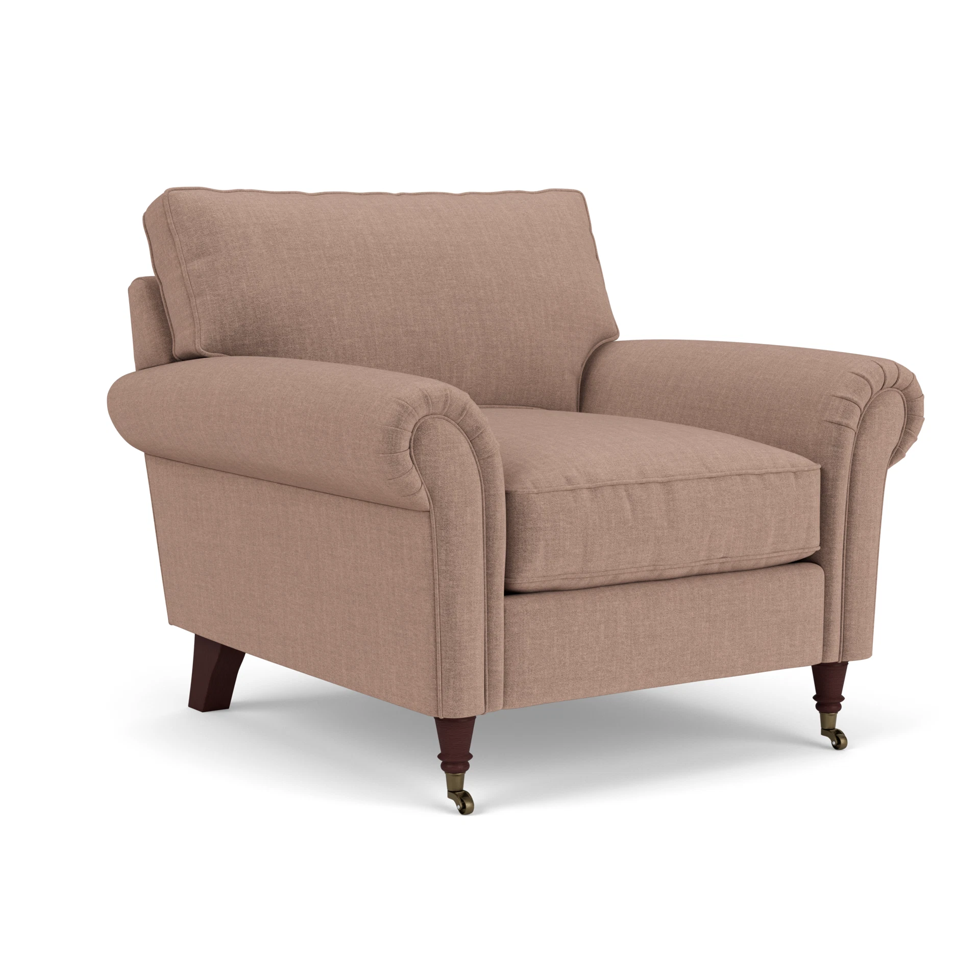 Osbourne Armchair in Eco Chenille - Dusky Rose with Light legs