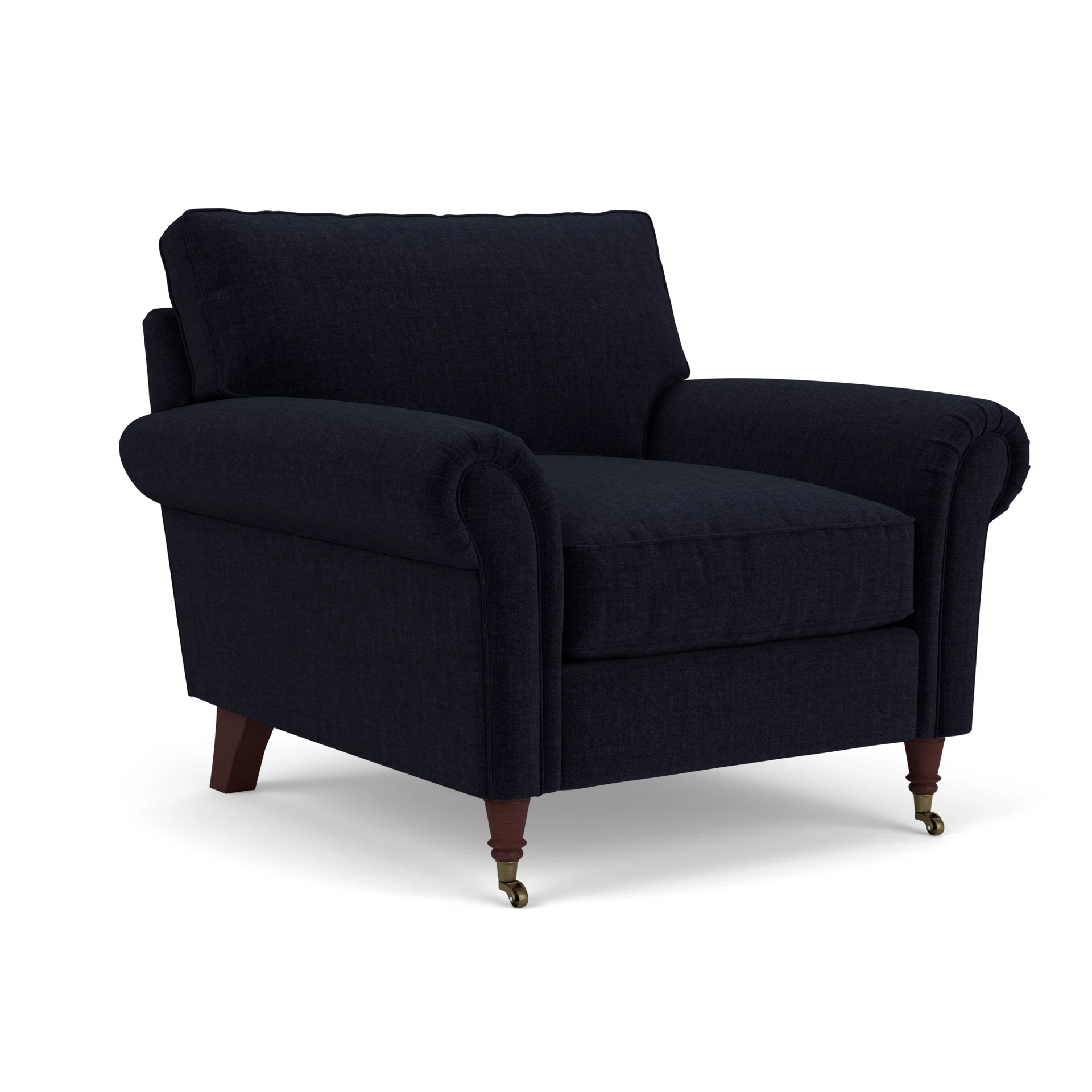 Osbourne Armchair in Eco Chenille - Ink with Light legs