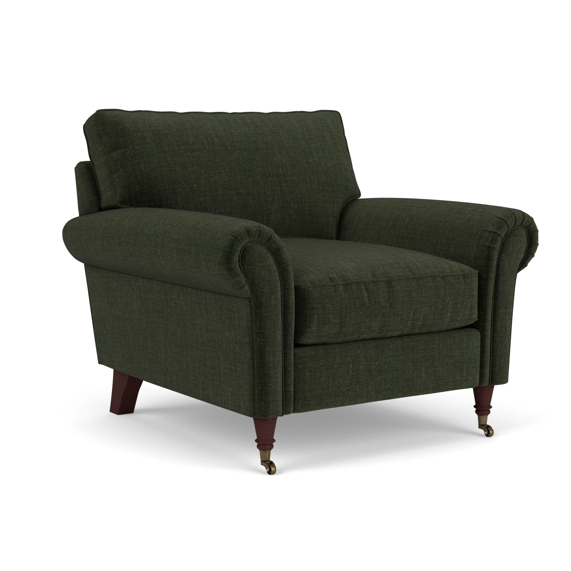 Osbourne Armchair in Eco Chenille - Moss with Light legs