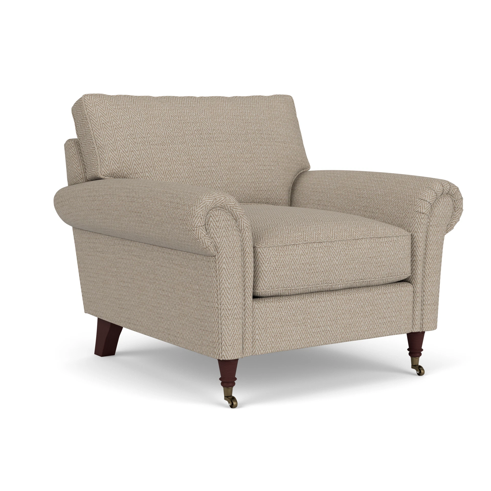 Osbourne Armchair in Herringbone Weave - Natural with Light legs