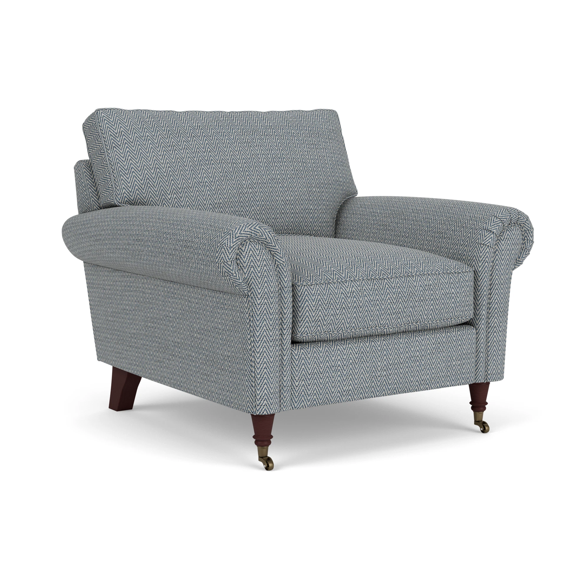 Osbourne Armchair in Herringbone Weave - Navy with Light legs