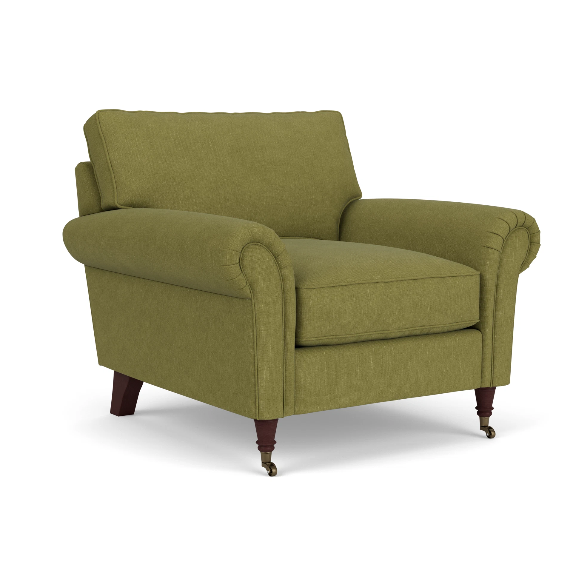 Osbourne Armchair in House Linen Mix - Apple with Light legs