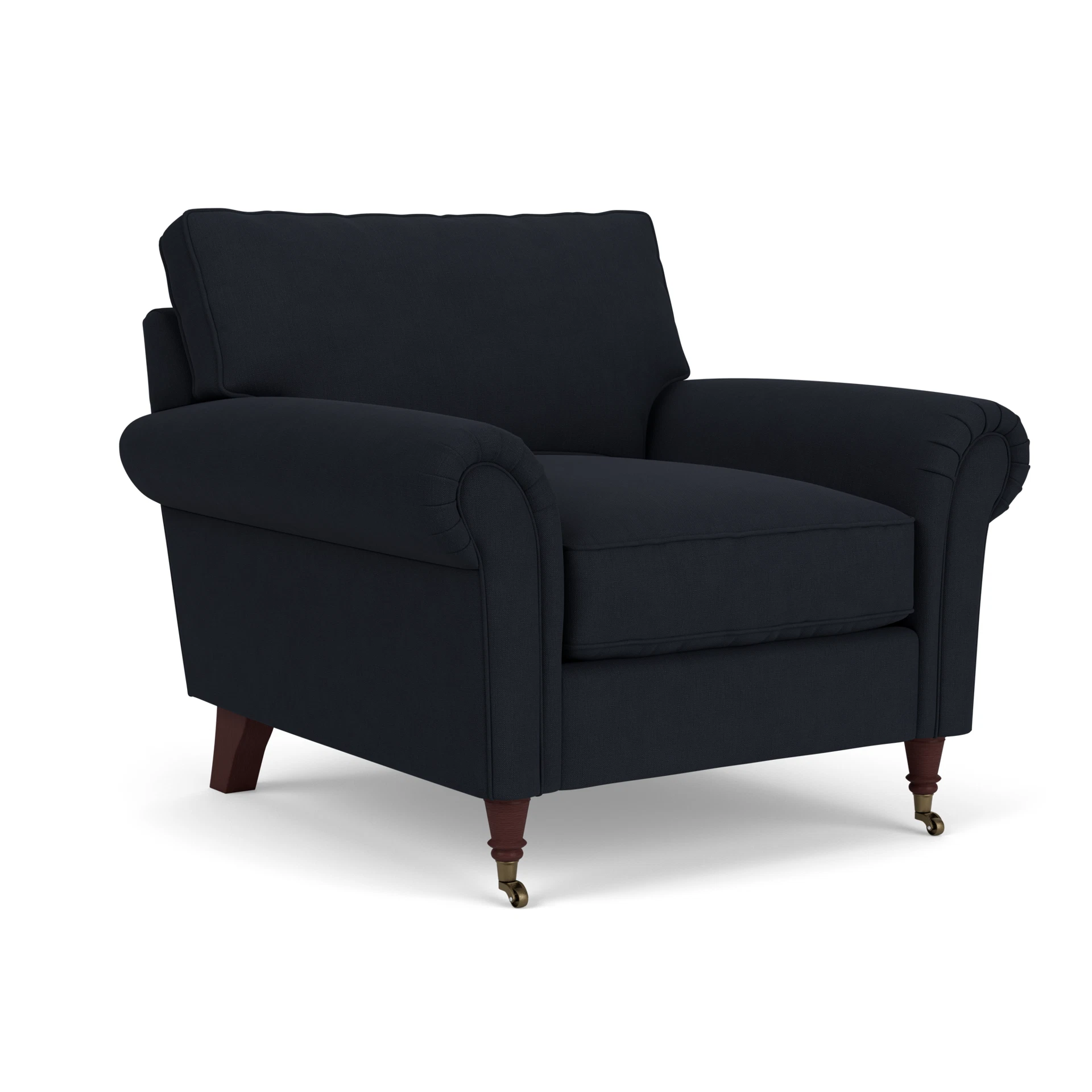 Osbourne Armchair in House Linen Mix - Ink with Light legs