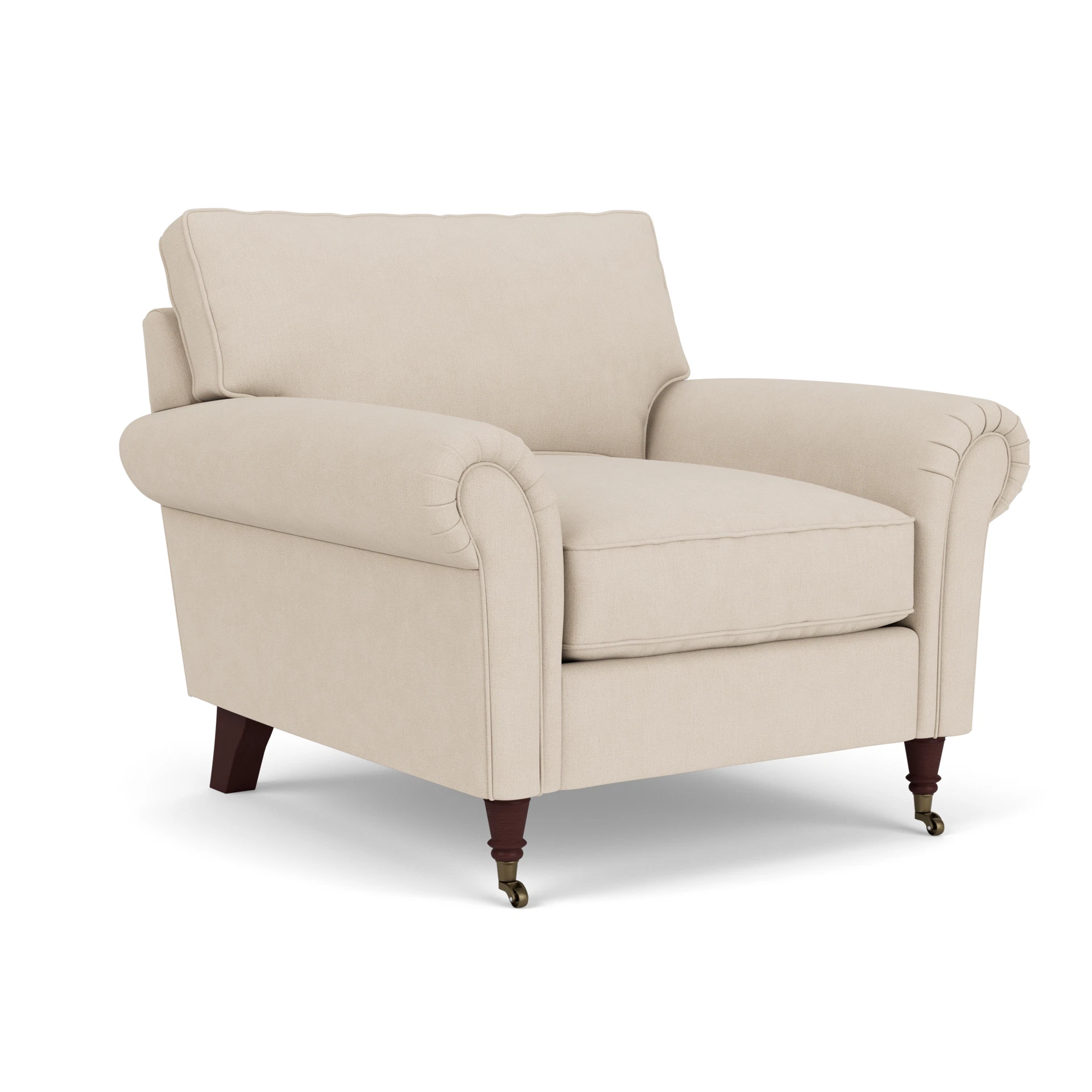 Osbourne Armchair in House Linen Mix - Lily White with Light legs