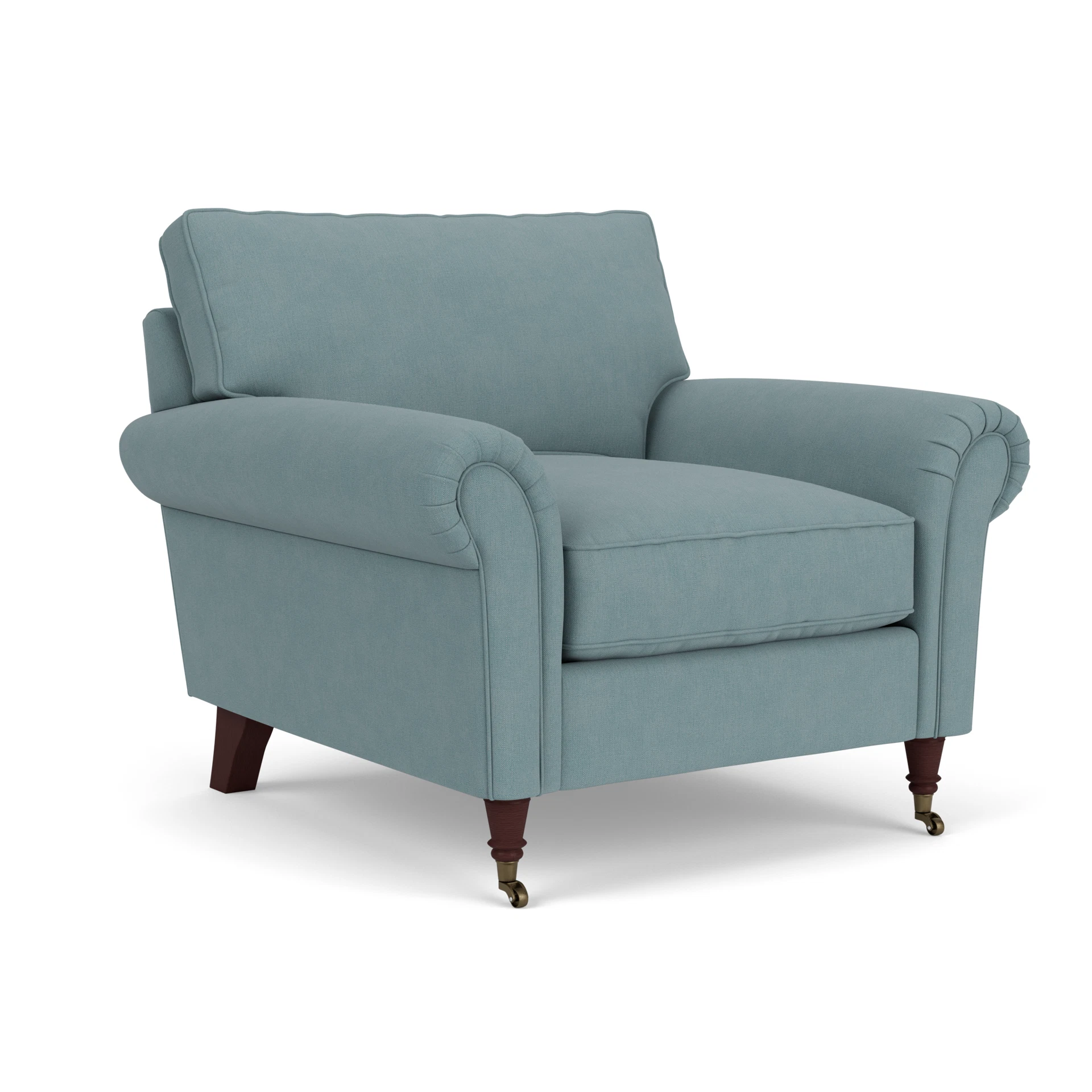 Osbourne Armchair in House Linen Mix - Sky Blue with Light legs