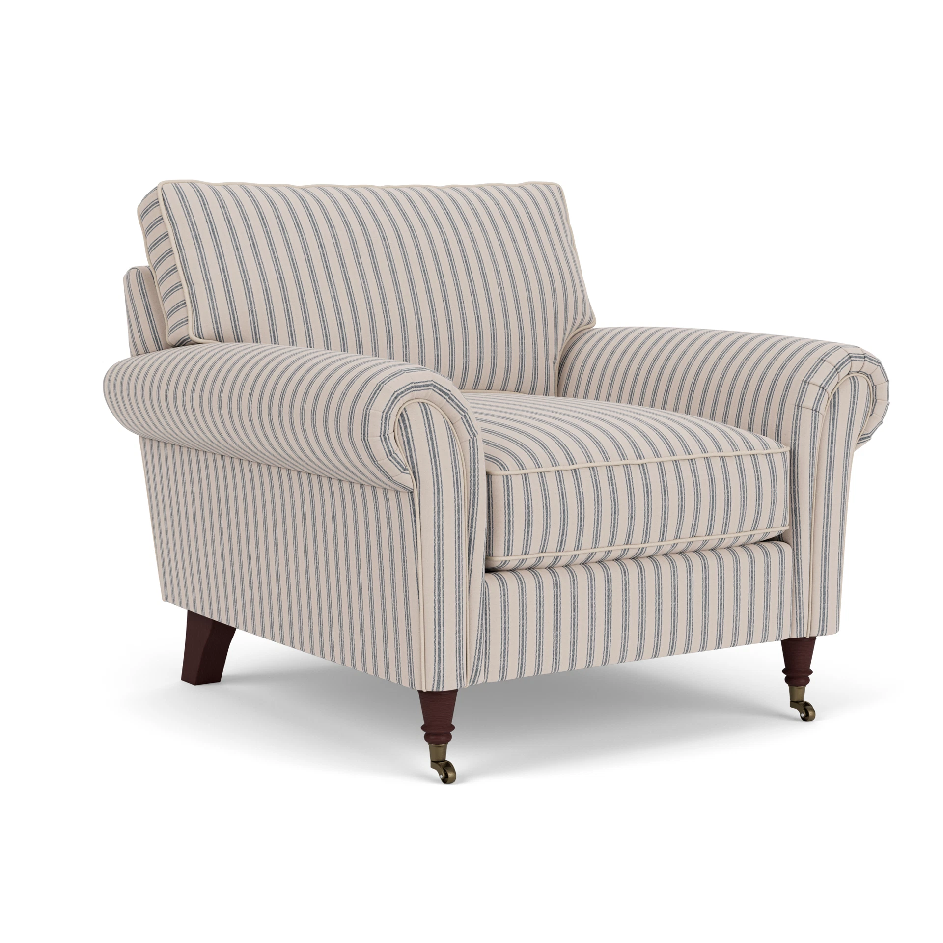 Osbourne Armchair in Kingham Stripe - Indigo with Light legs