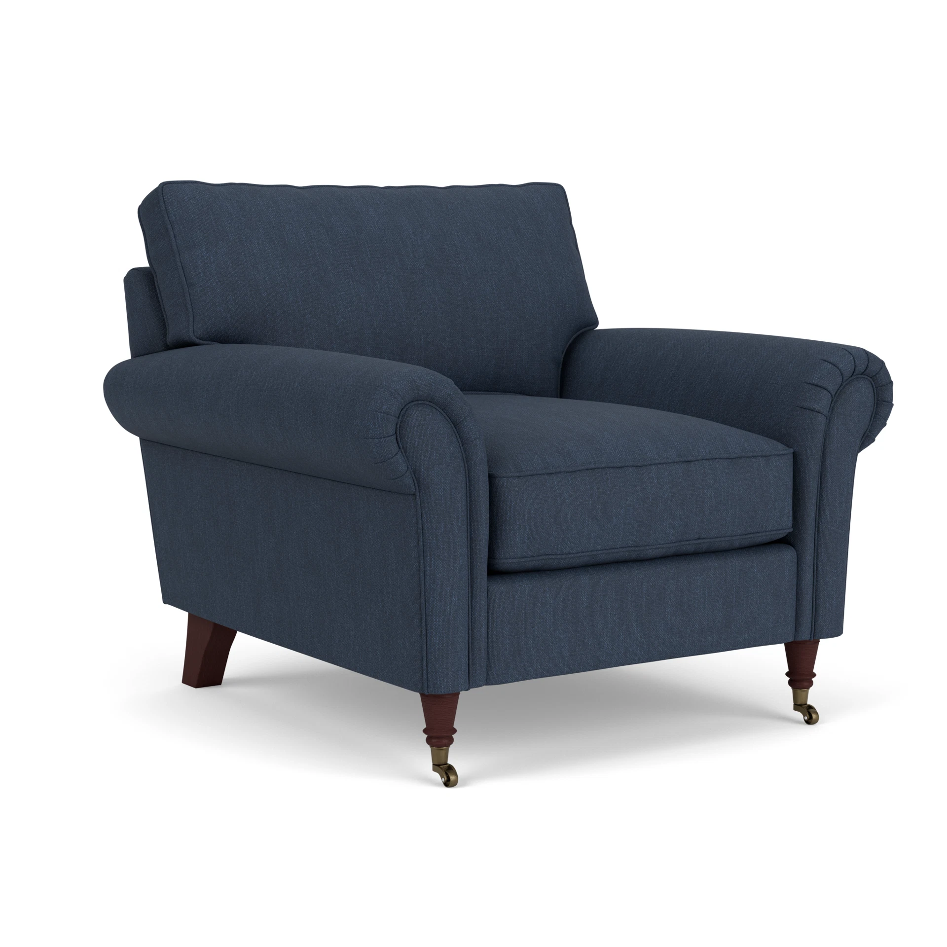 Osbourne Armchair in Luxury Italian Linen - Indigo with Light legs