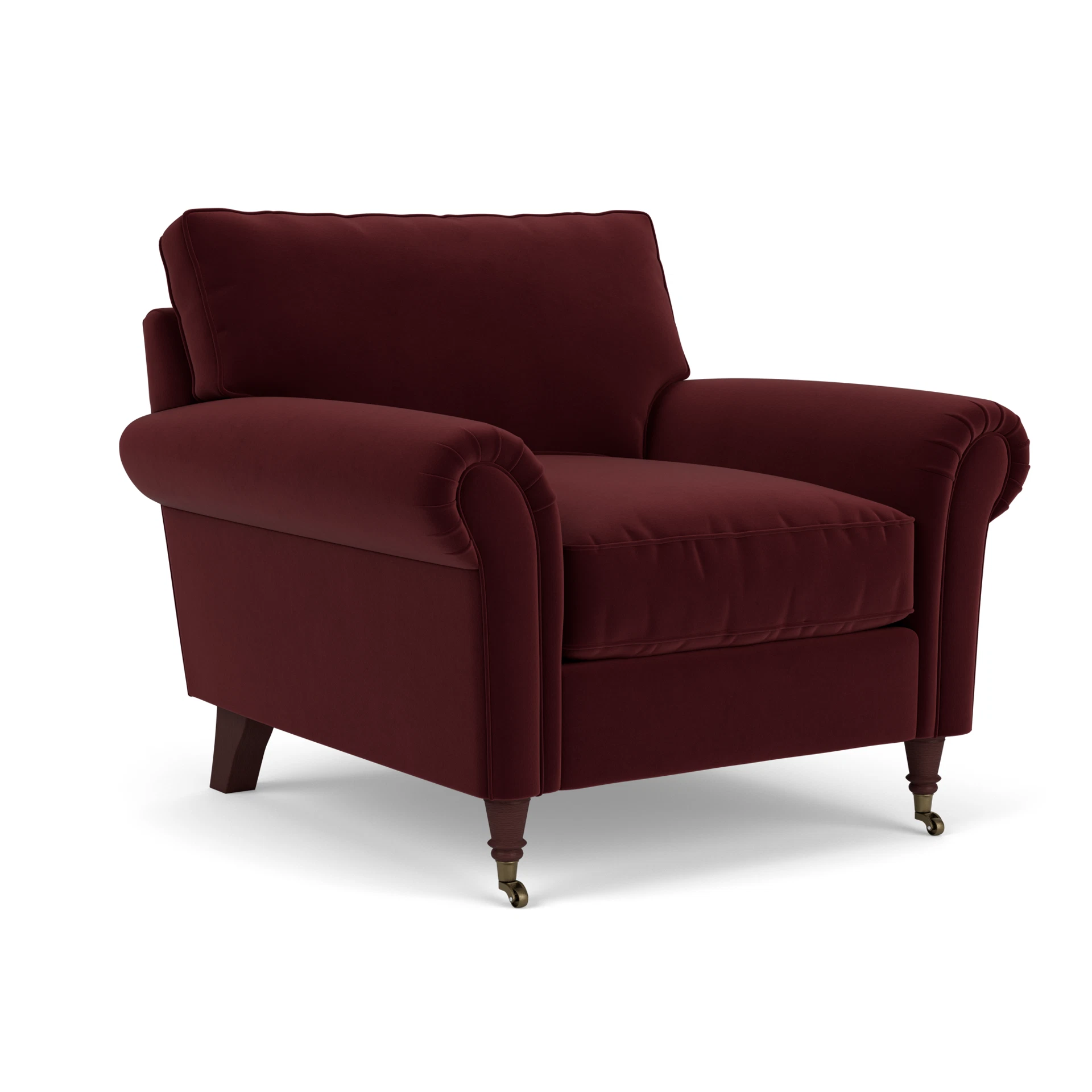 Osbourne Armchair in Matt Velvet - Dark Rosehip with Light legs