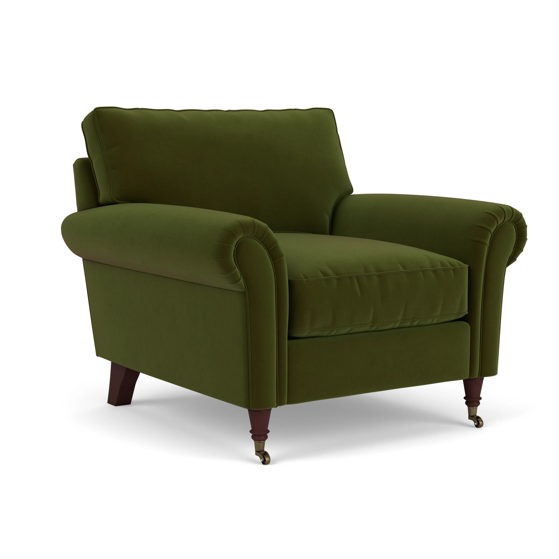 Osbourne Armchair in Matt Velvet - Forest Green with Light legs