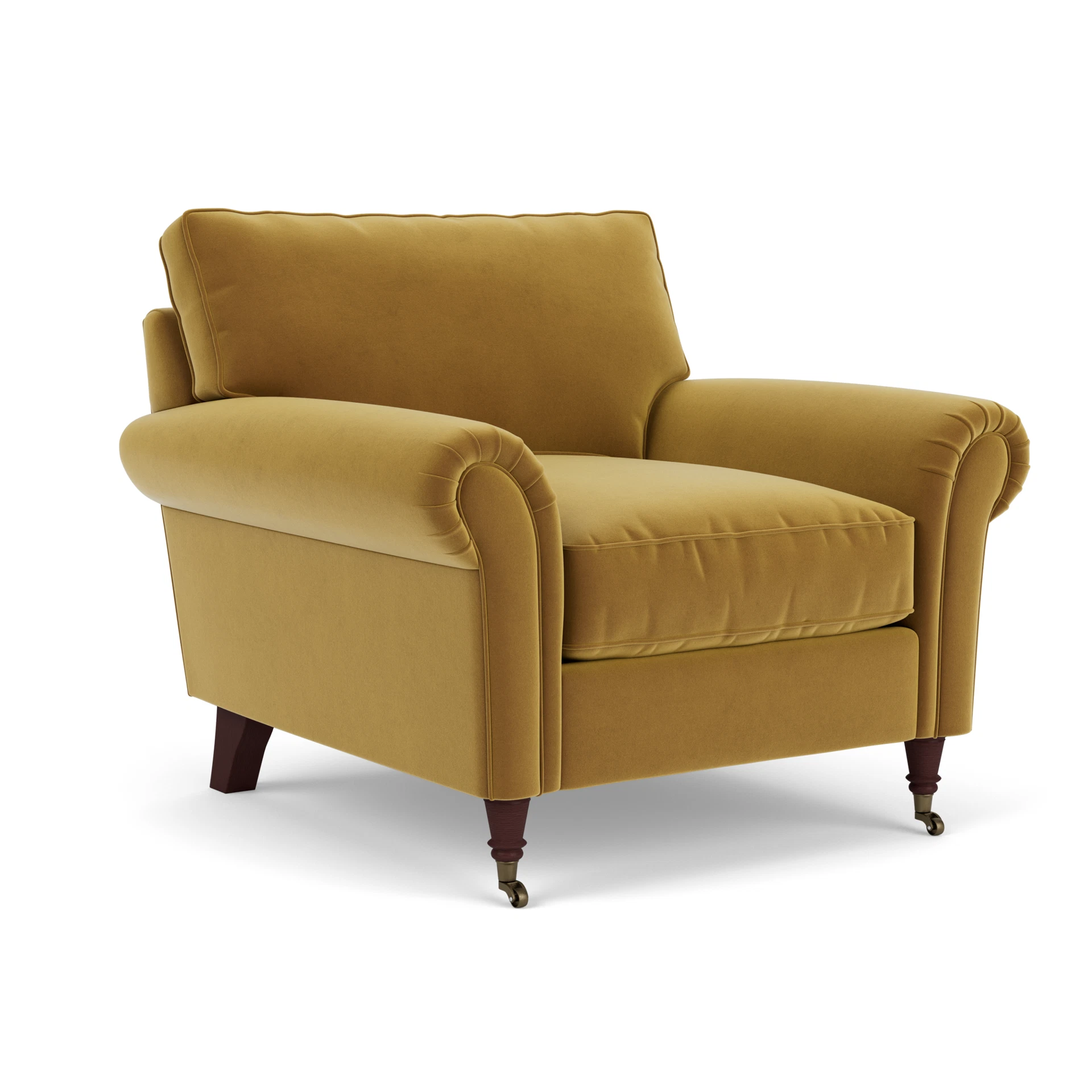 Osbourne Armchair in Matt Velvet - Mustard with Light legs