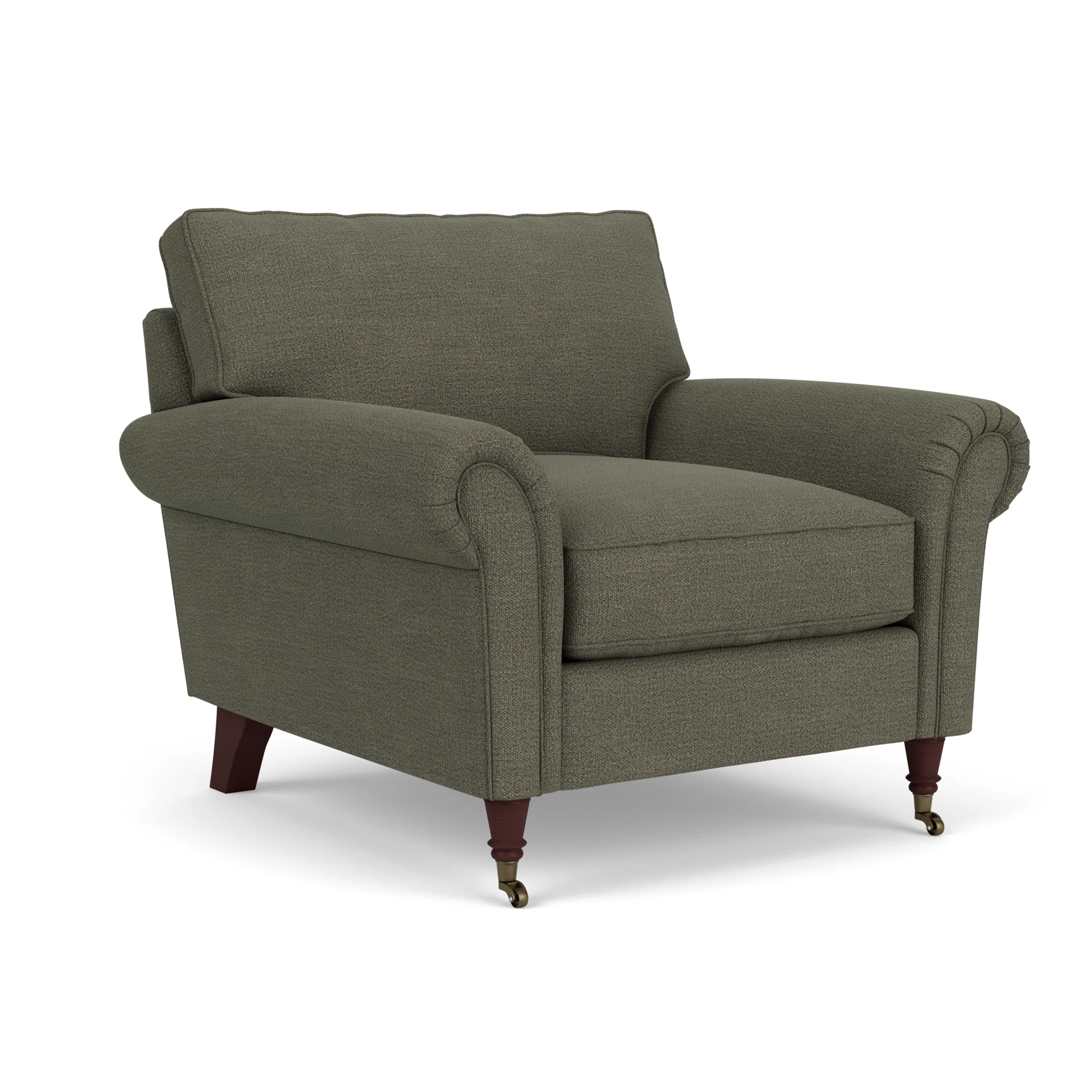 Osbourne Armchair in Rustic Weave - Deep Forest with Light legs