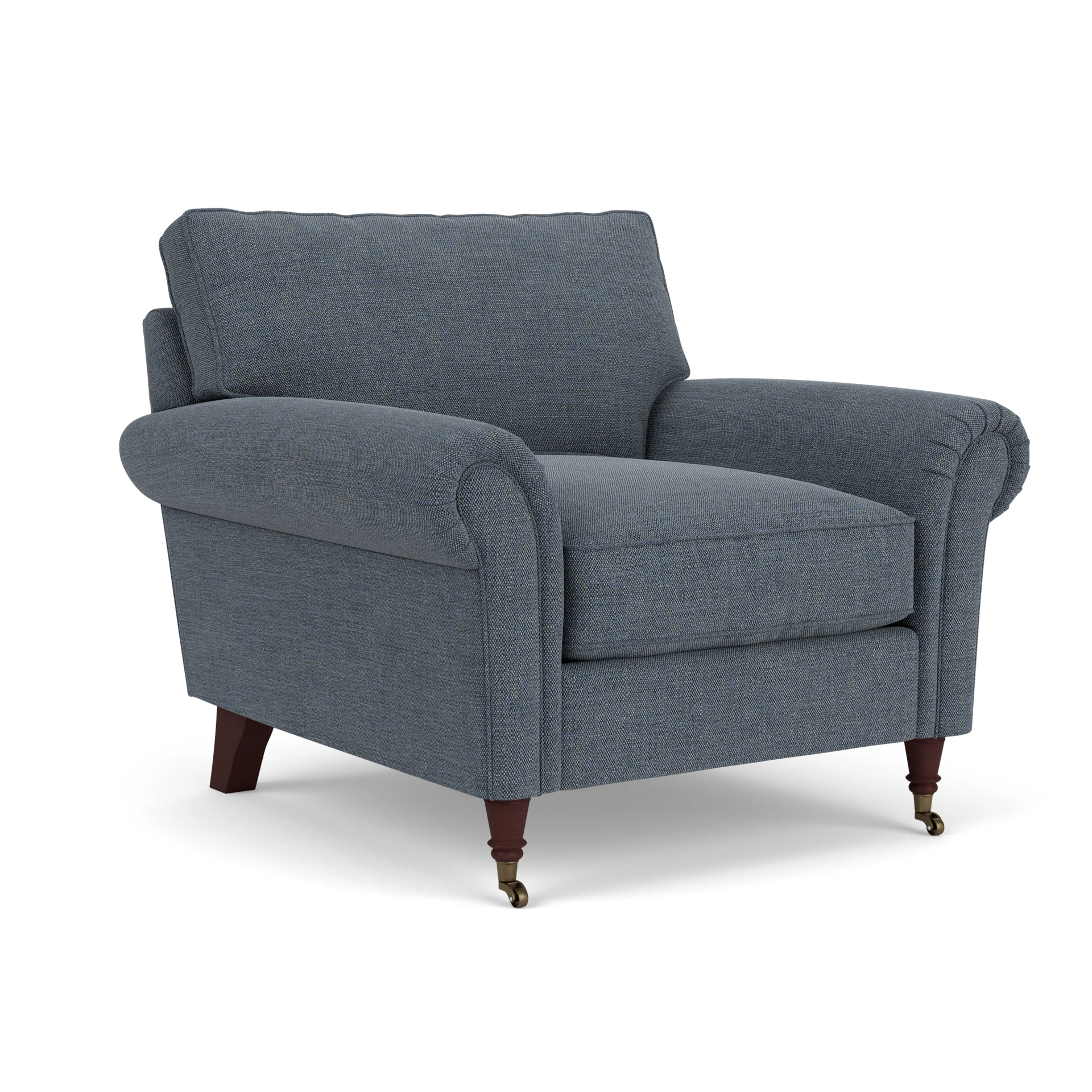 Osbourne Armchair in Rustic Weave - Indigo with Light legs