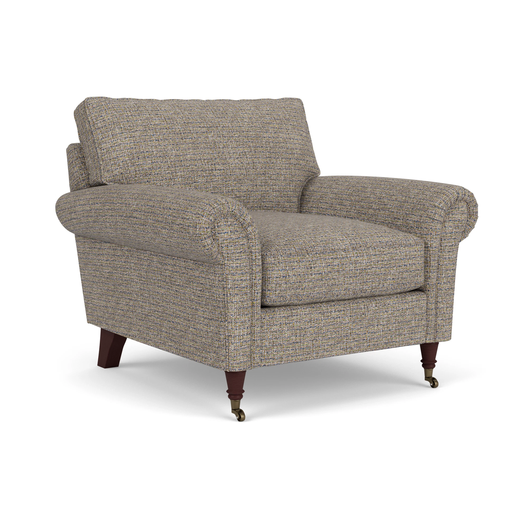 Osbourne Armchair in Textured Weave - Shoreline Mix with Light legs