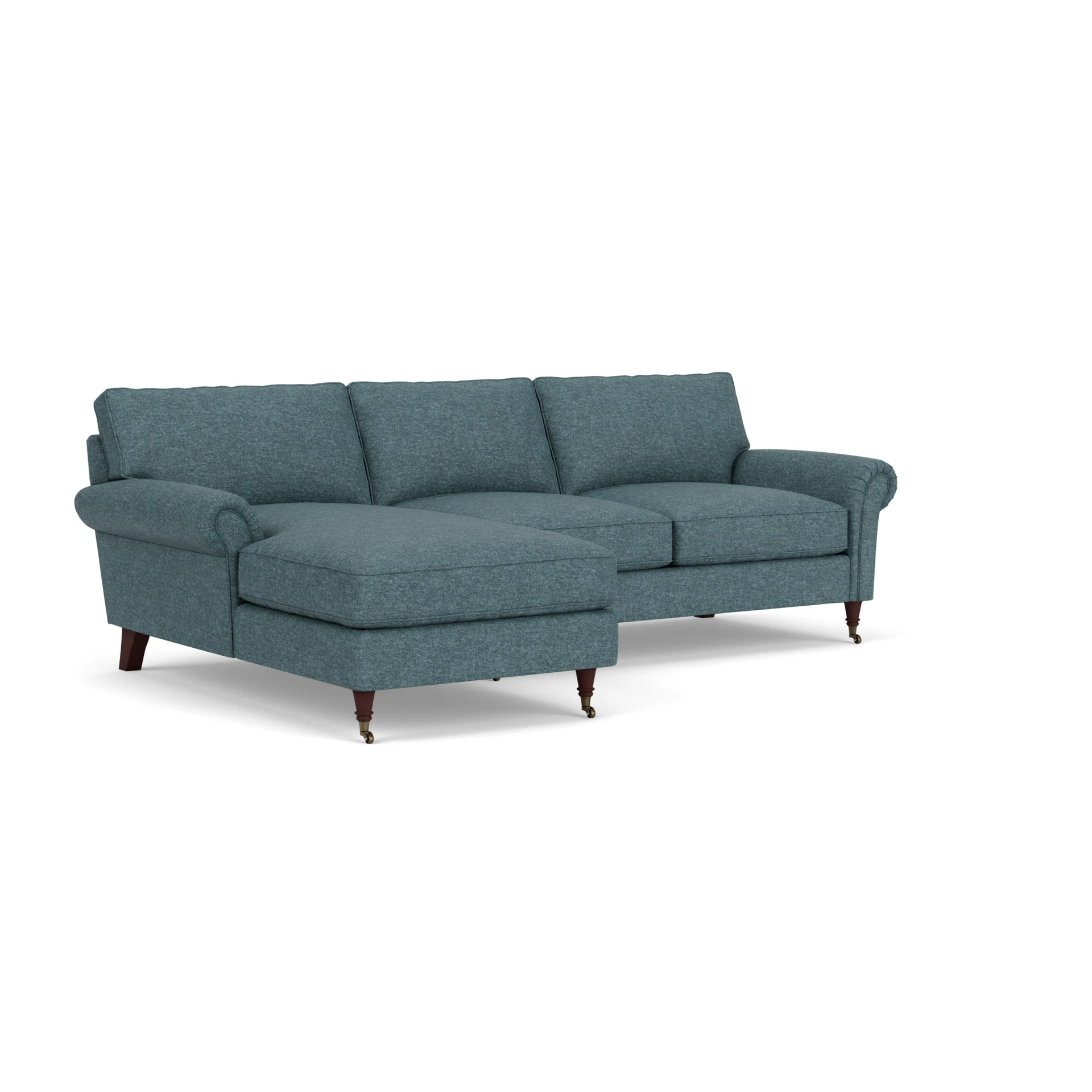 Osbourne Chaise Large Left Hand in Aquaclean Oxford - Lake Marl with Light legs