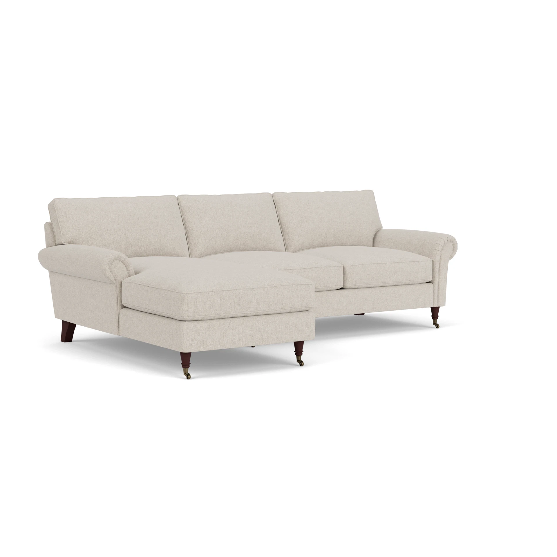 Osbourne Chaise Large Left Hand in Aquaclean Oxford - Natural with Light legs