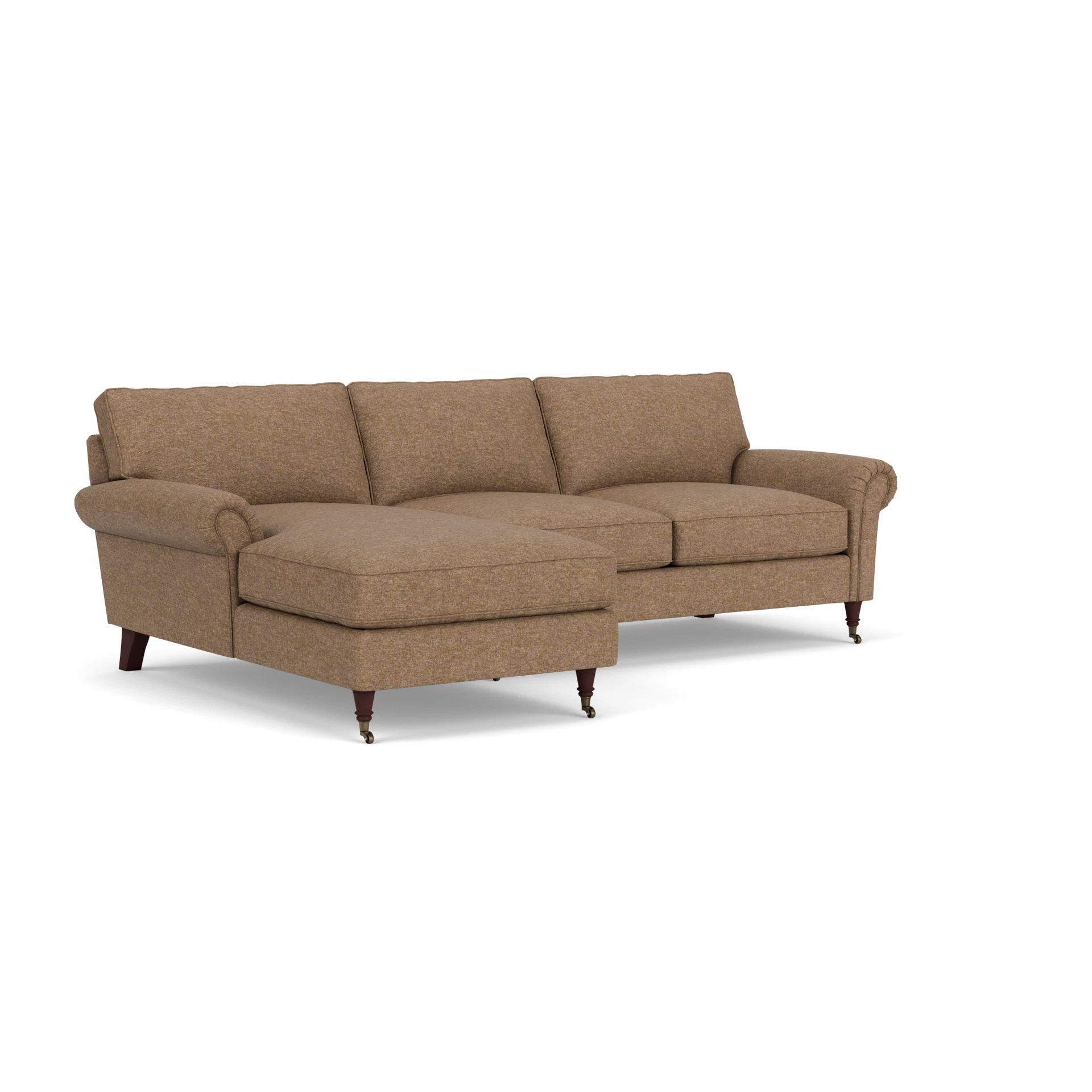 Osbourne Chaise Large Left Hand in Aquaclean Oxford - Spice with Light legs