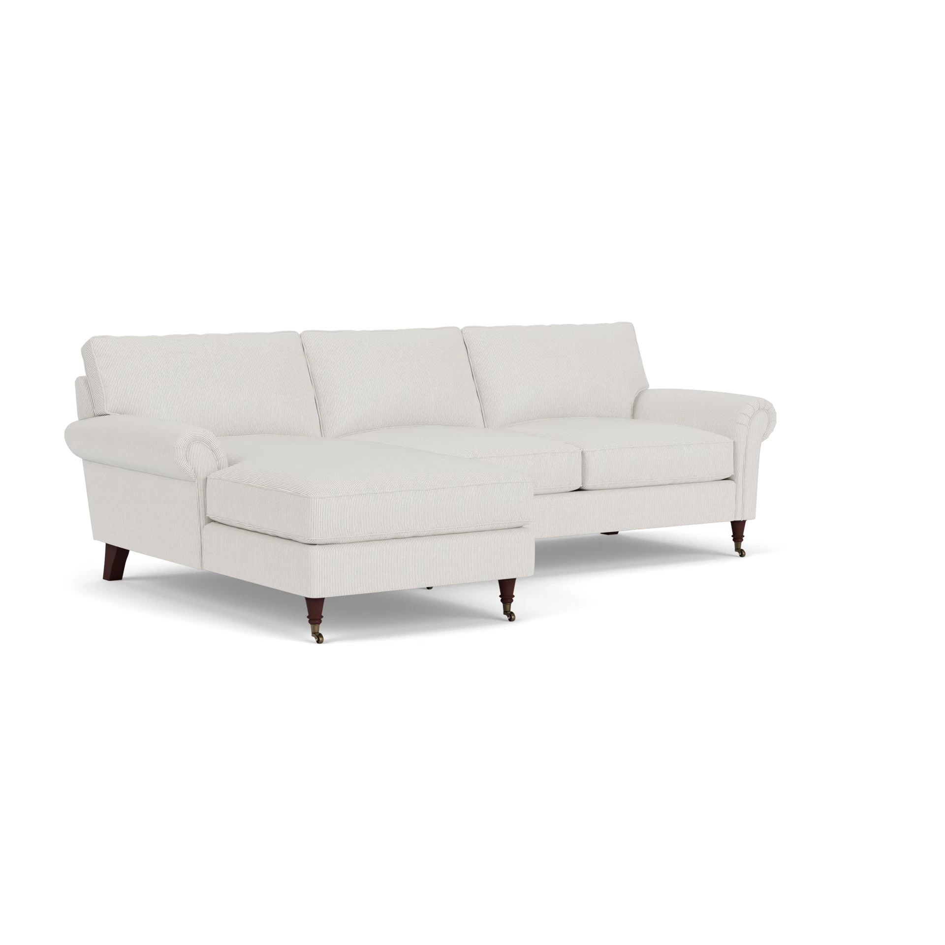 Osbourne Chaise Large Left Hand in Broadway Stripe - Grey with Light legs
