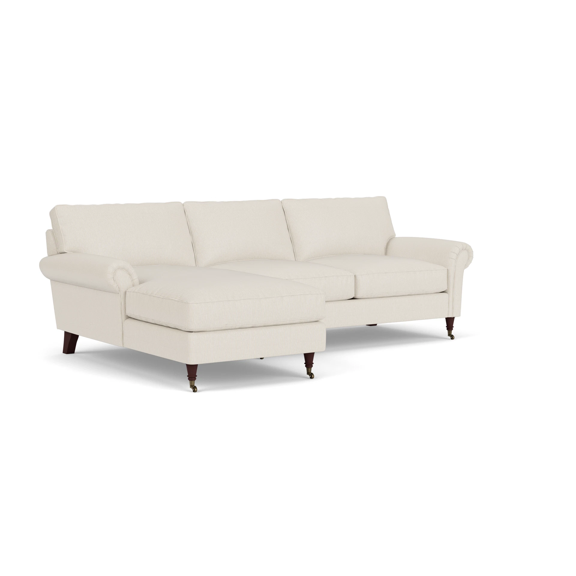 Osbourne Chaise Large Left Hand in Broadway Stripe - Natural with Light legs