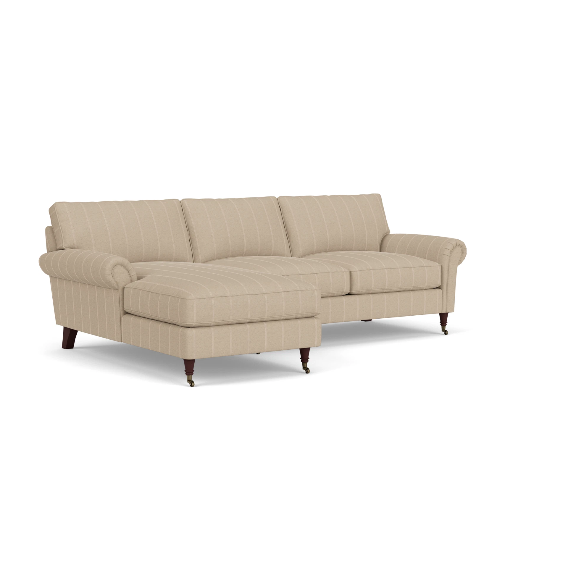 Osbourne Chaise Large Left Hand in Compton Stripe - Natural with Light legs