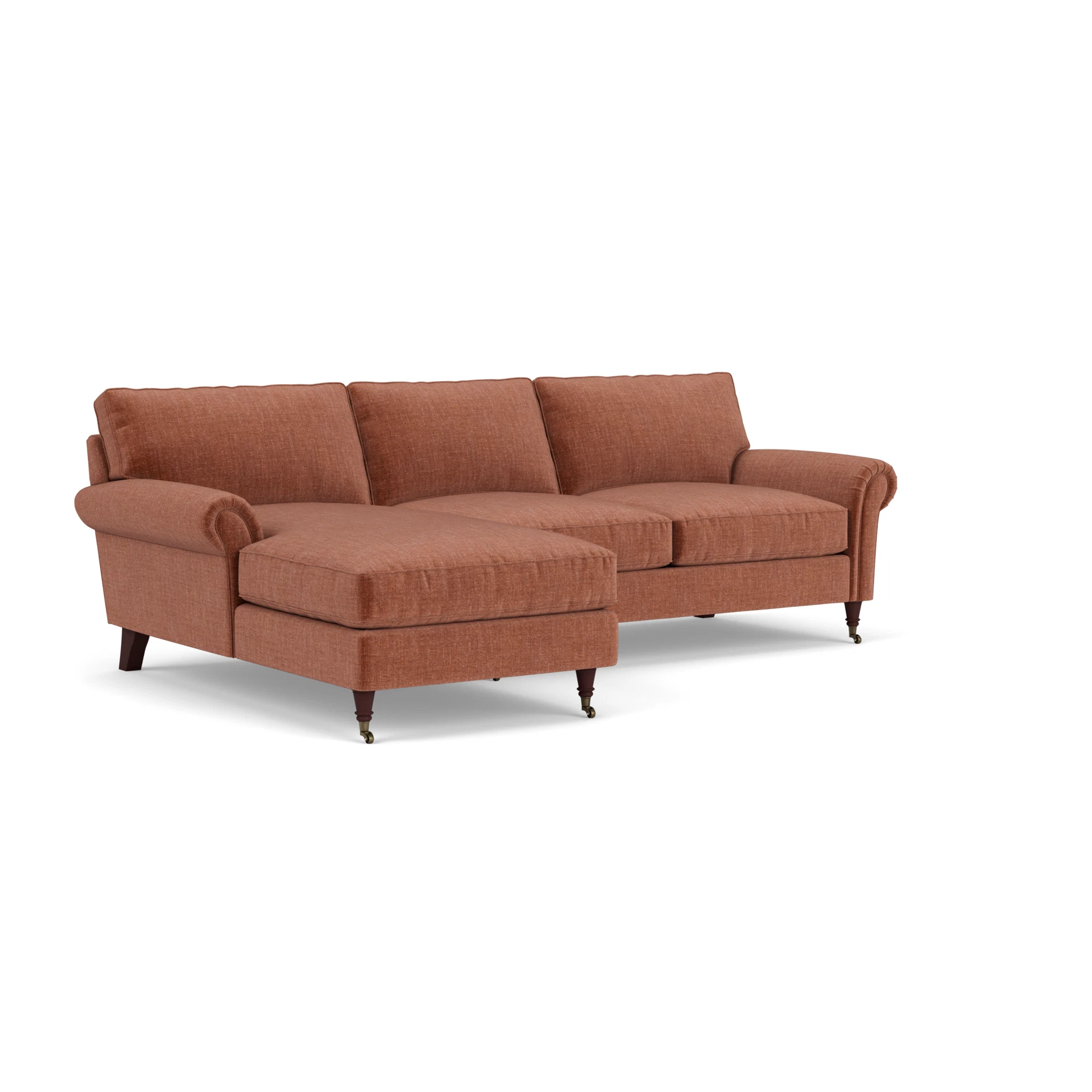 Osbourne Chaise Large Left Hand in Eco Chenille - Cinnamon with Light legs