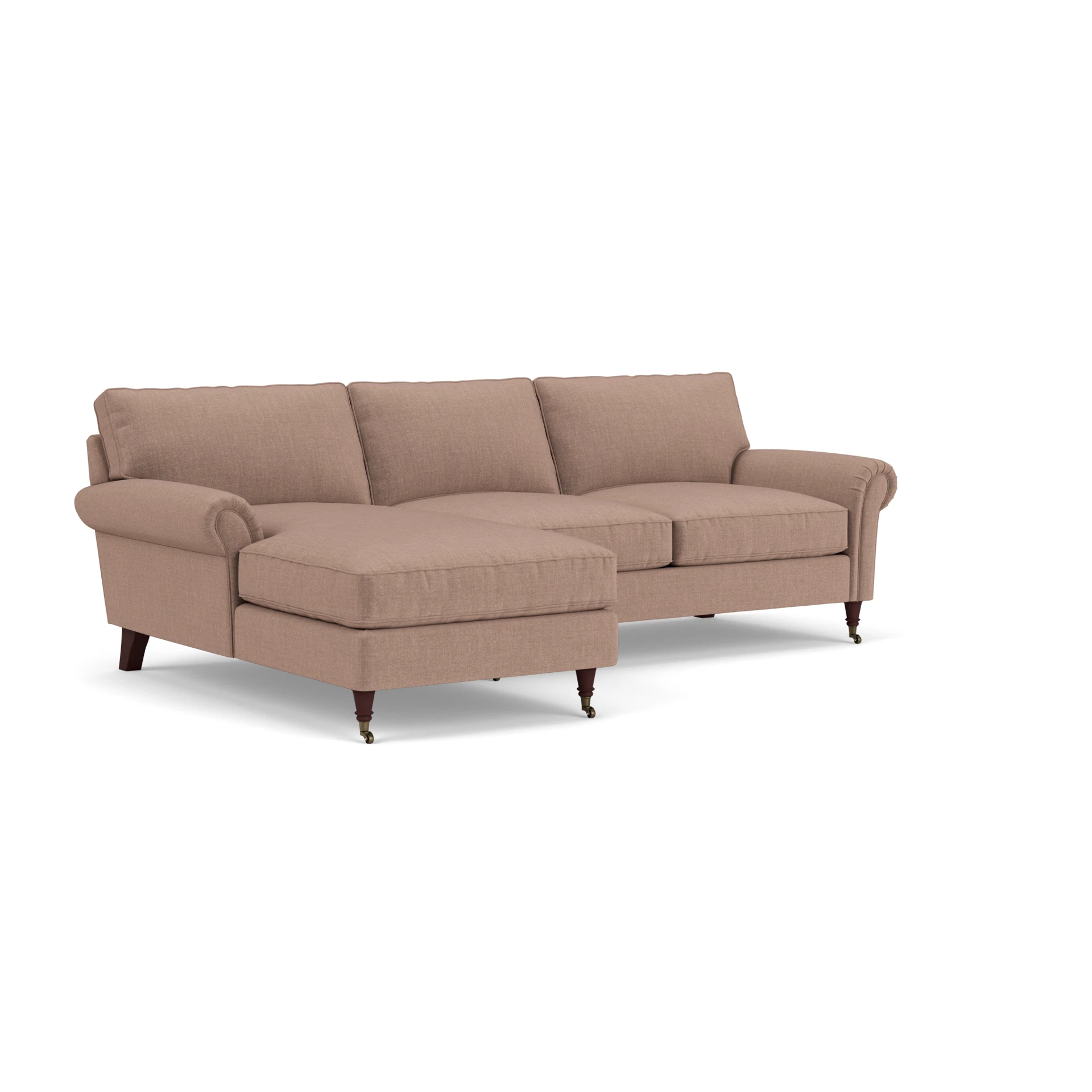 Osbourne Chaise Large Left Hand in Eco Chenille - Dusky Rose with Light legs