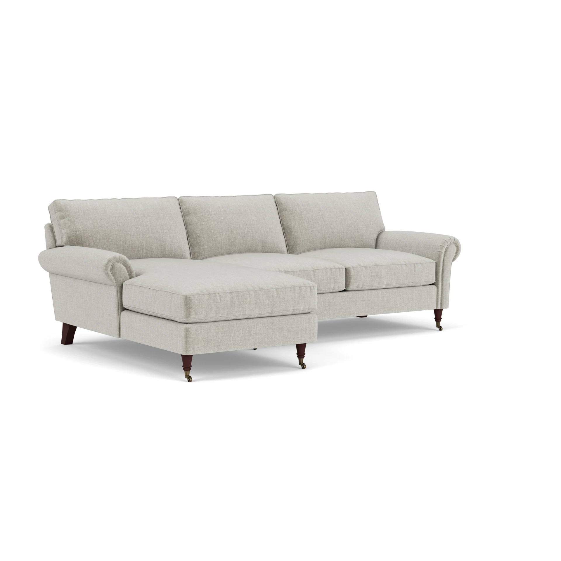 Osbourne Chaise Large Left Hand in Eco Chenille - Grey Mist with Light legs