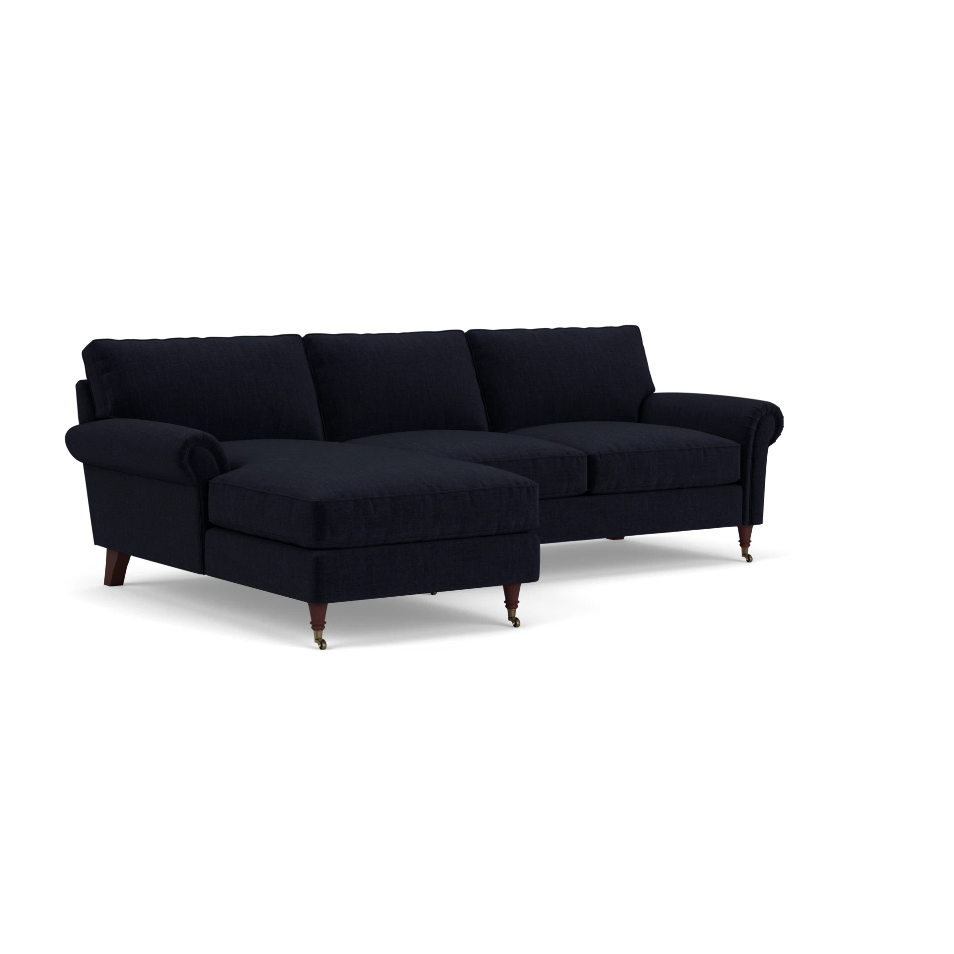 Osbourne Chaise Large Left Hand in Eco Chenille - Ink with Light legs
