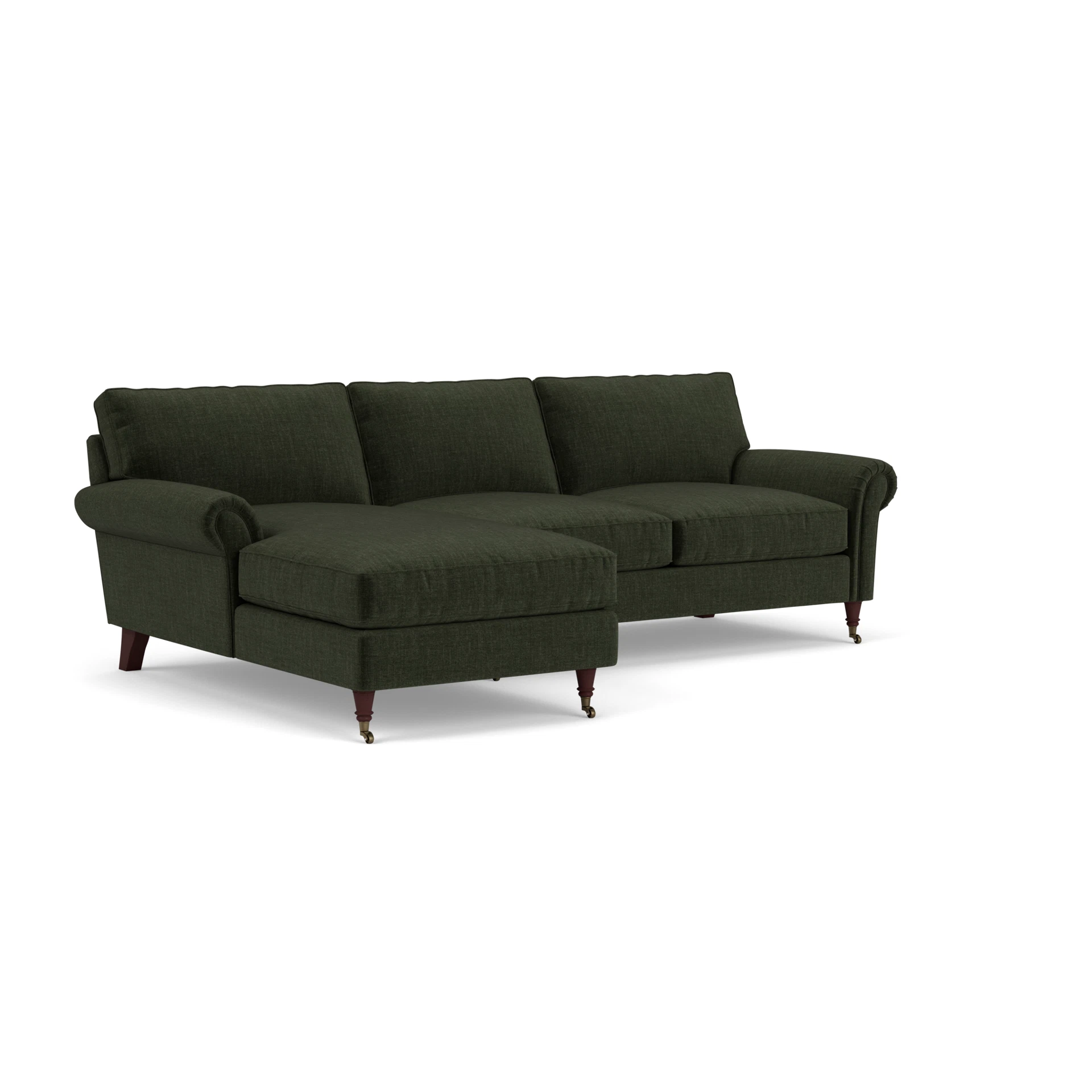 Osbourne Chaise Large Left Hand in Eco Chenille - Moss with Light legs
