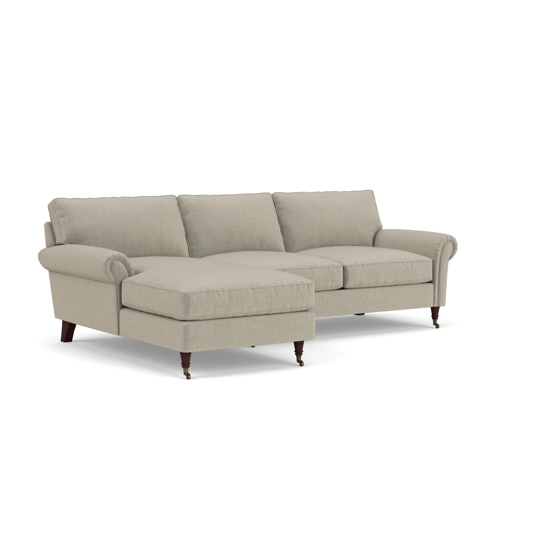 Osbourne Chaise Large Left Hand in Eco Chenille - Natural with Light legs