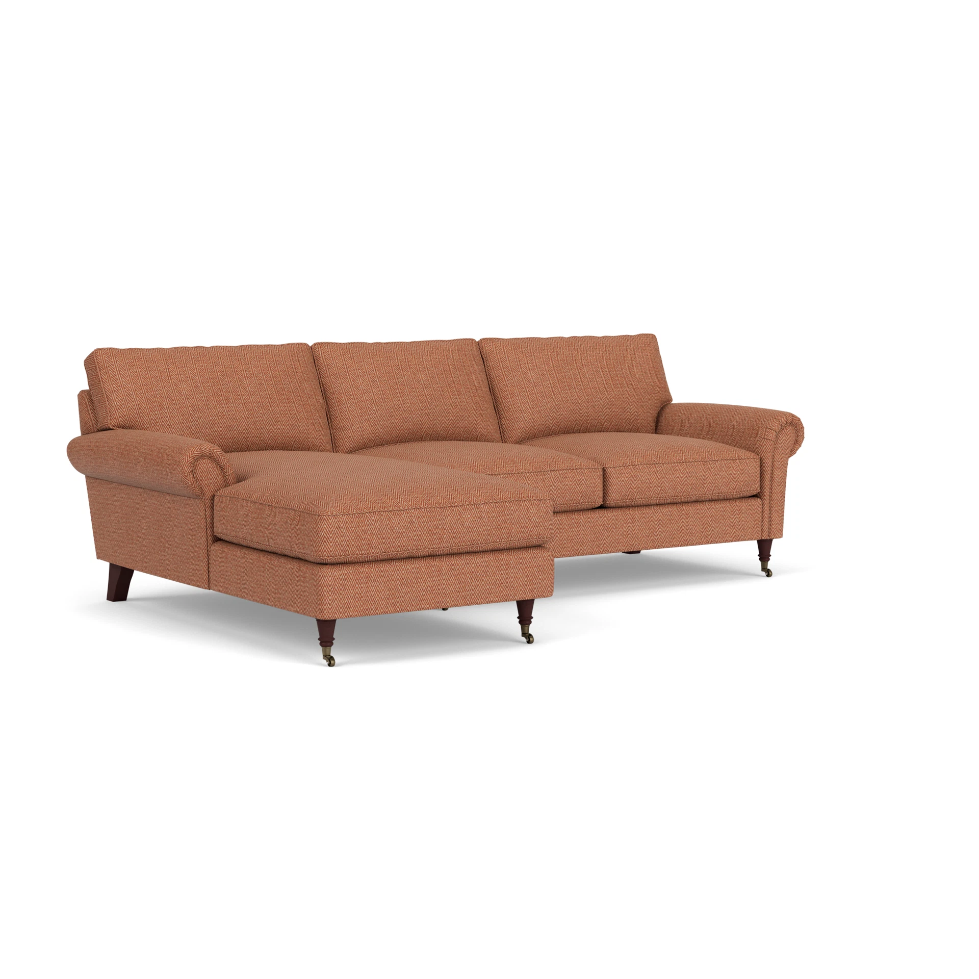 Osbourne Chaise Large Left Hand in Herringbone Weave - Brick with Light legs