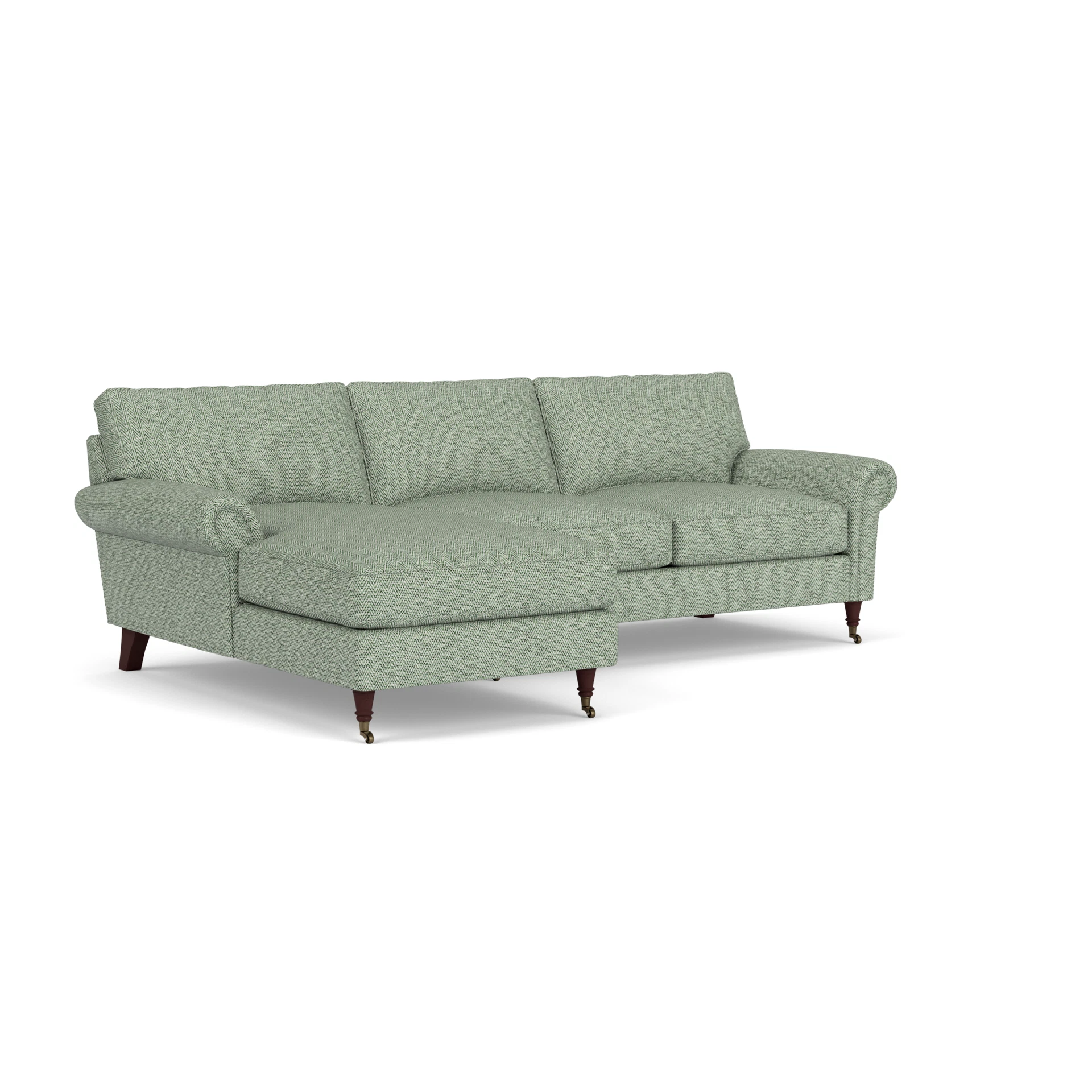 Osbourne Chaise Large Left Hand in Herringbone Weave - Lake with Light legs