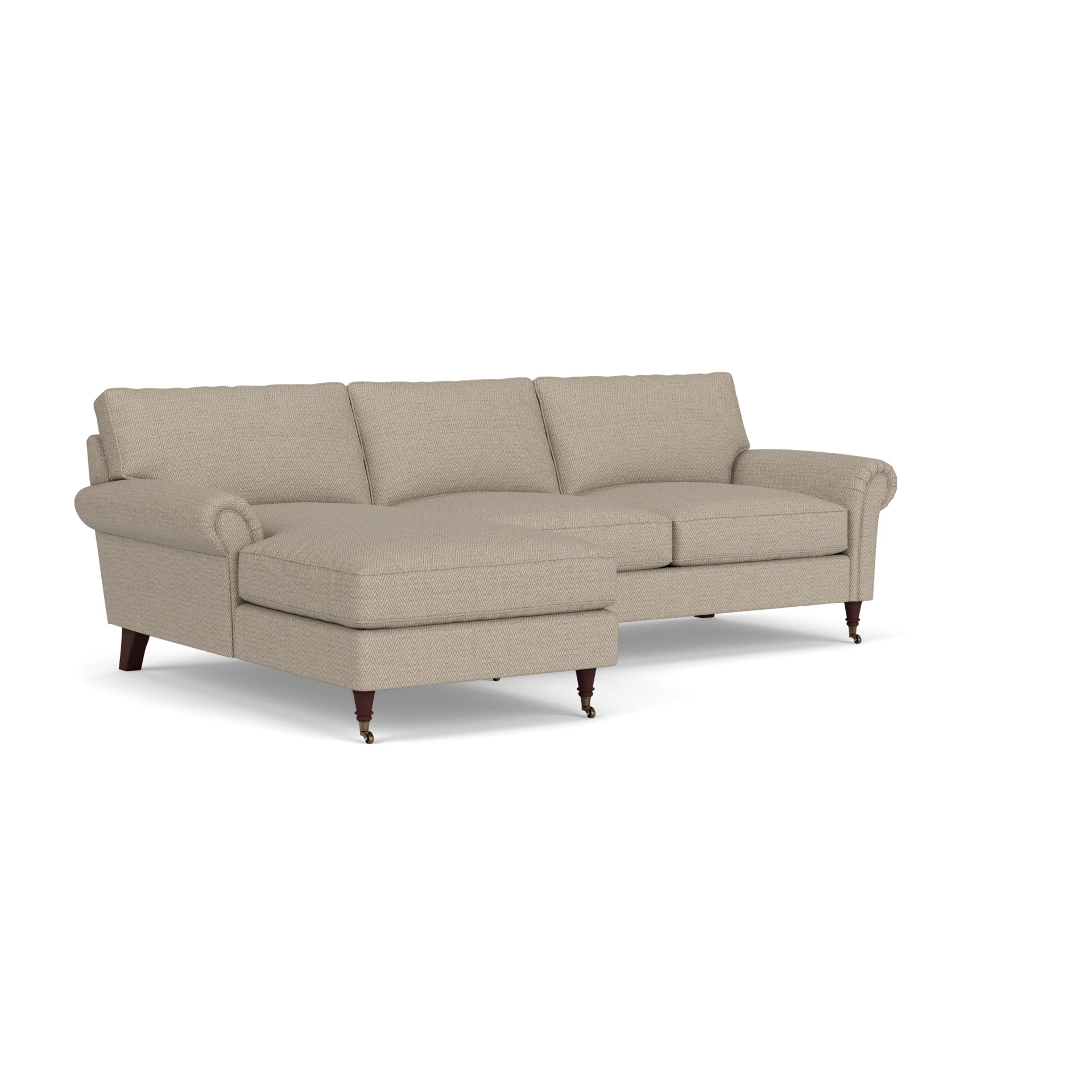 Osbourne Chaise Large Left Hand in Herringbone Weave - Natural with Light legs