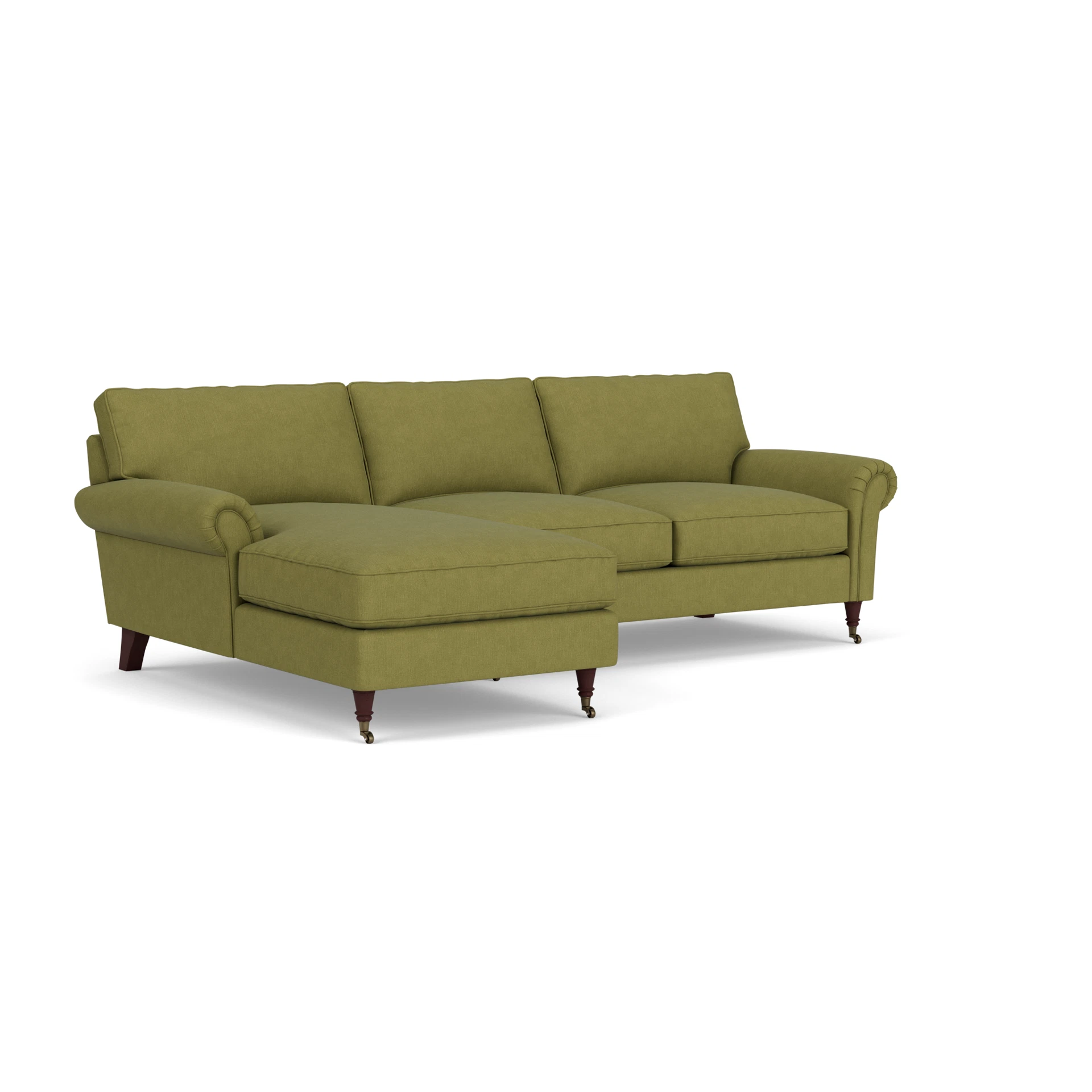 Osbourne Chaise Large Left Hand in House Linen Mix - Apple with Light legs