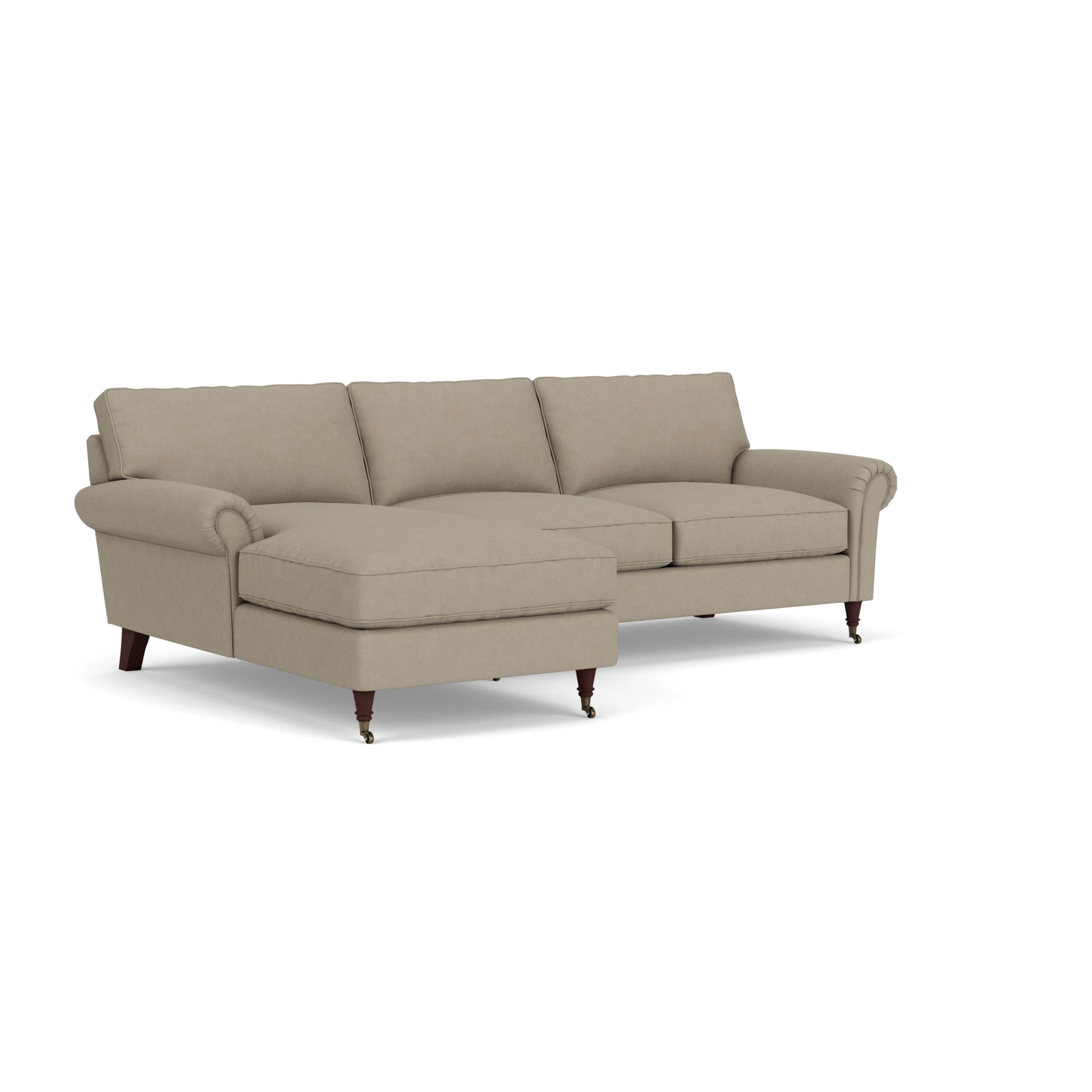 Osbourne Chaise Large Left Hand in House Linen Mix - Dove Grey with Light legs