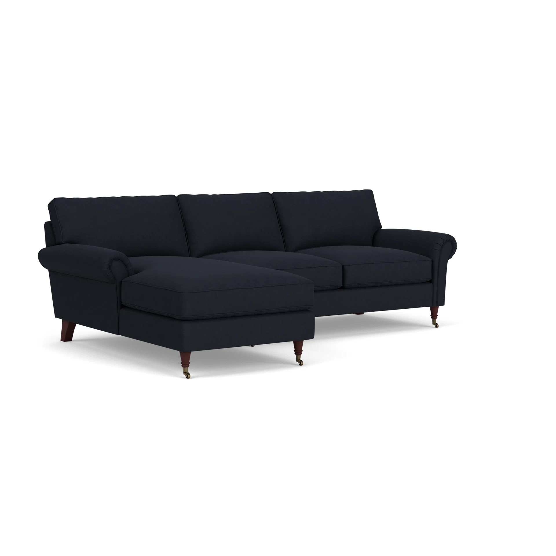 Osbourne Chaise Large Left Hand in House Linen Mix - Ink with Light legs
