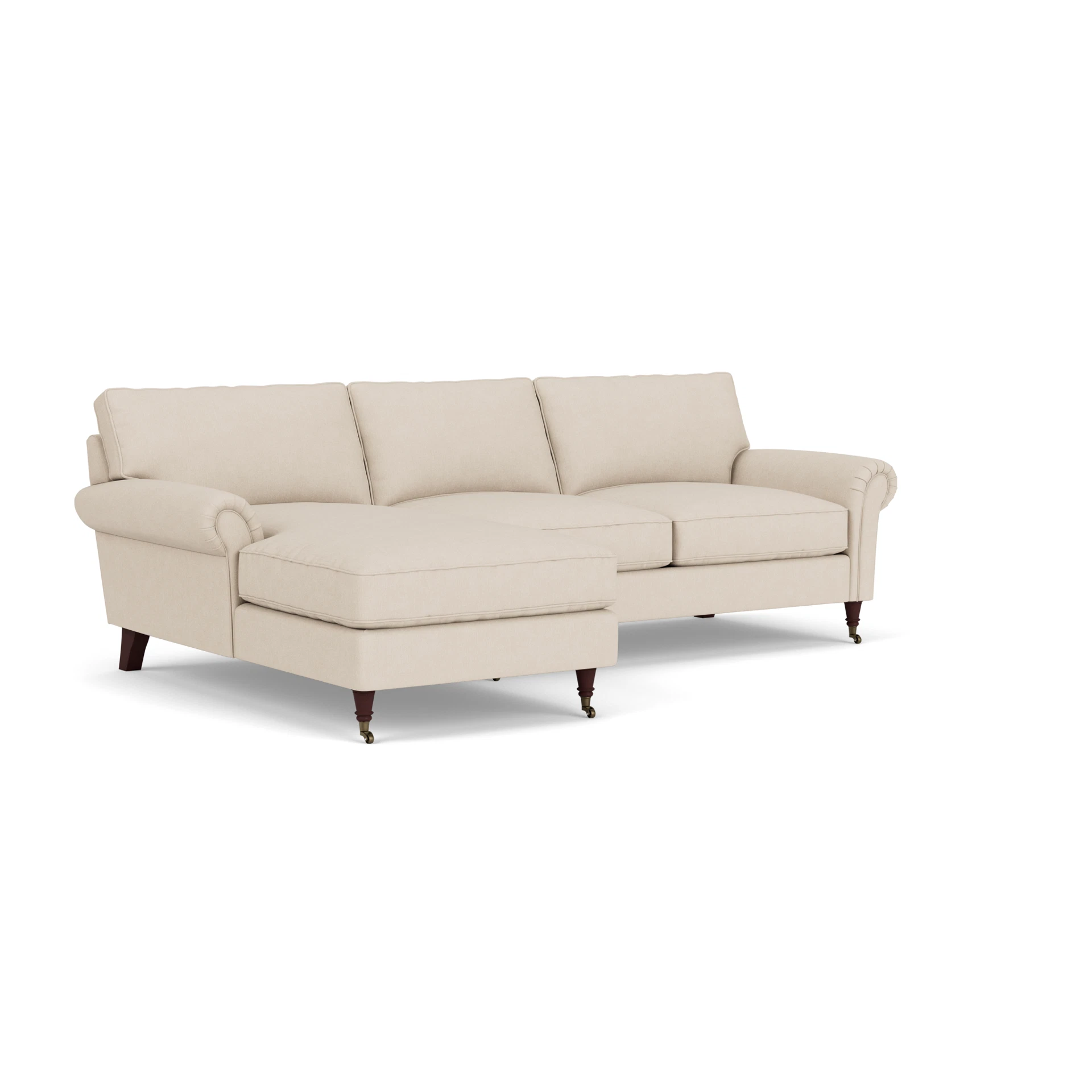 Osbourne Chaise Large Left Hand in House Linen Mix - Lily White with Light legs